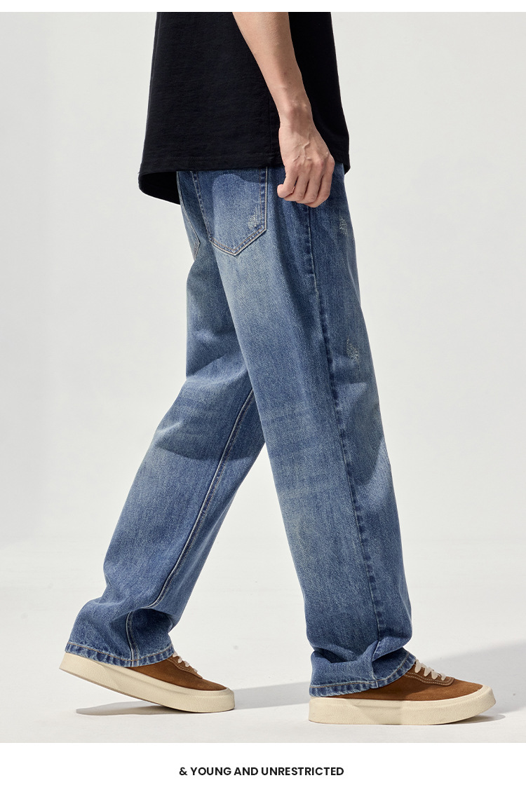 2025Mùa thu đông giặt quần jean retro nam thương hiệu thời trang Mỹ thường ngày đa năng trẻ trung quần ống rộng bán buôn_thumbnail_2