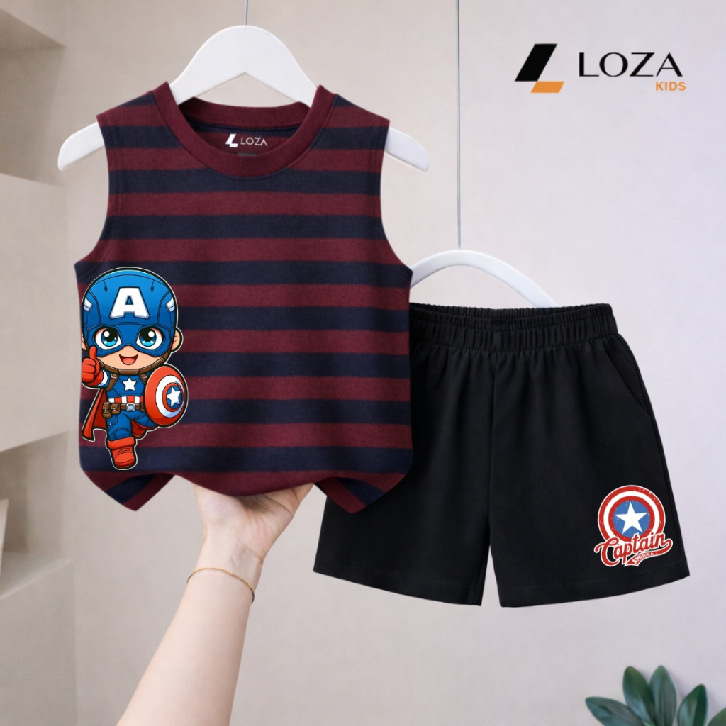 Bộ ba lỗ kẻ cho bé trai hình Spideman, chất liệu cotton giấy - Loza Kids BK002_thumbnail_3