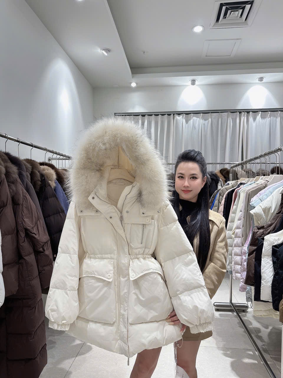 Áo khoác phao cổ lông - A38