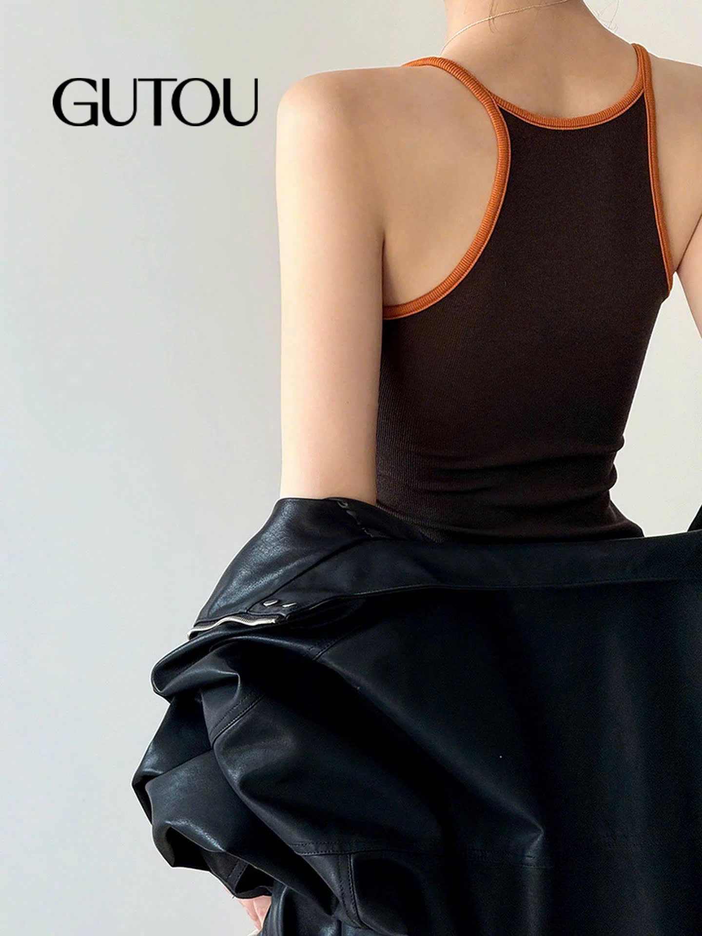 [ GUTOU ] Áo Tank Top Thun Gân Phối Màu