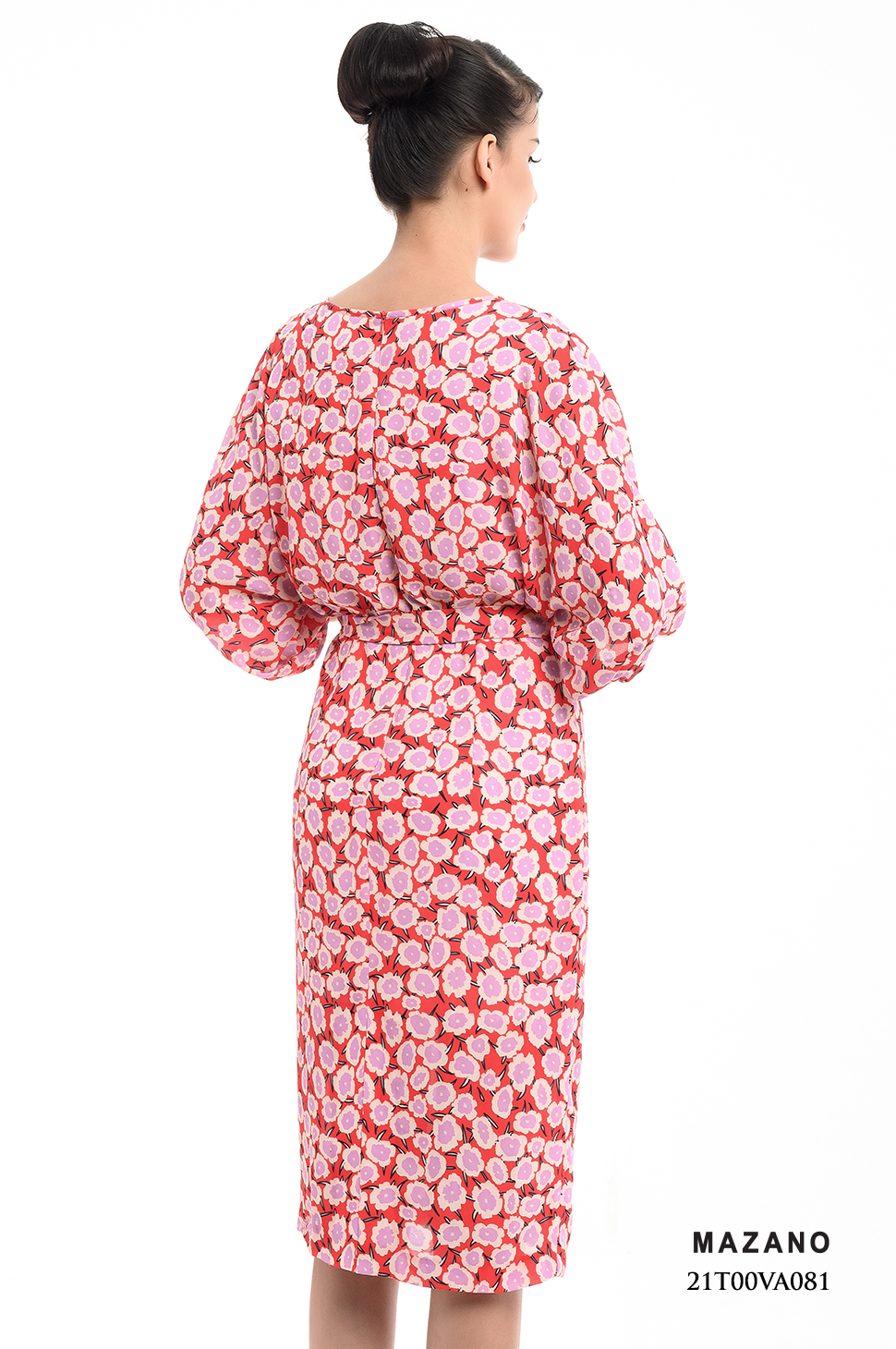 Đầm họa tiết hoa thắt dây đai cổ rút cách điệu_thumbnail_2