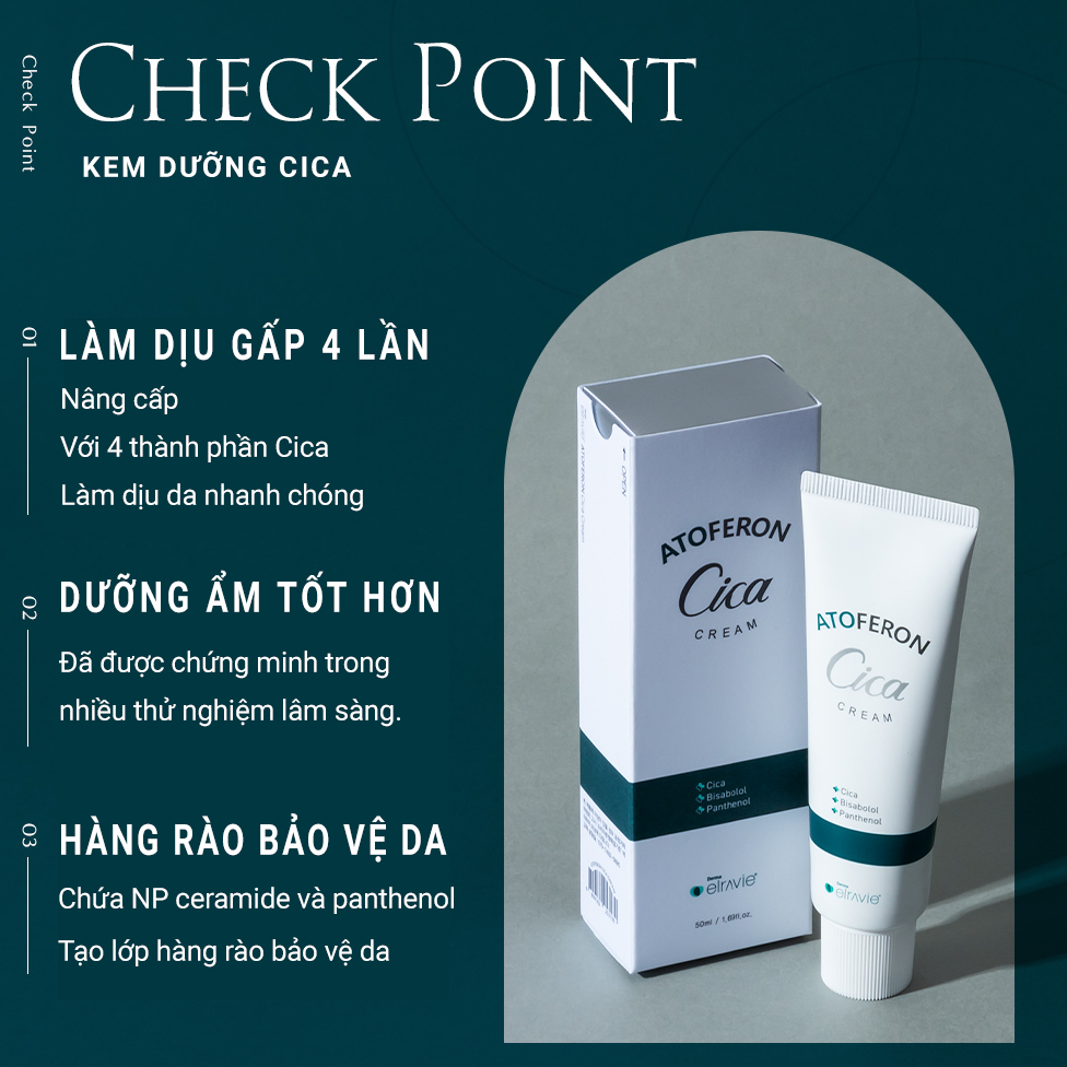Kem Dưỡng Làm Dịu, Không Gây Kích Ứng, Nhờn Dính Cho Da Nhạy Cảm Elravie Atoferon Cica Cream 50ml_thumbnail_2