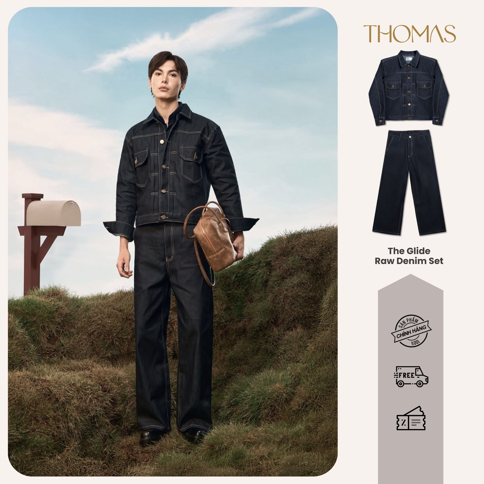 Quần Dài The Glide Vải Raw Denim Form Wide Leg_thumbnail_2