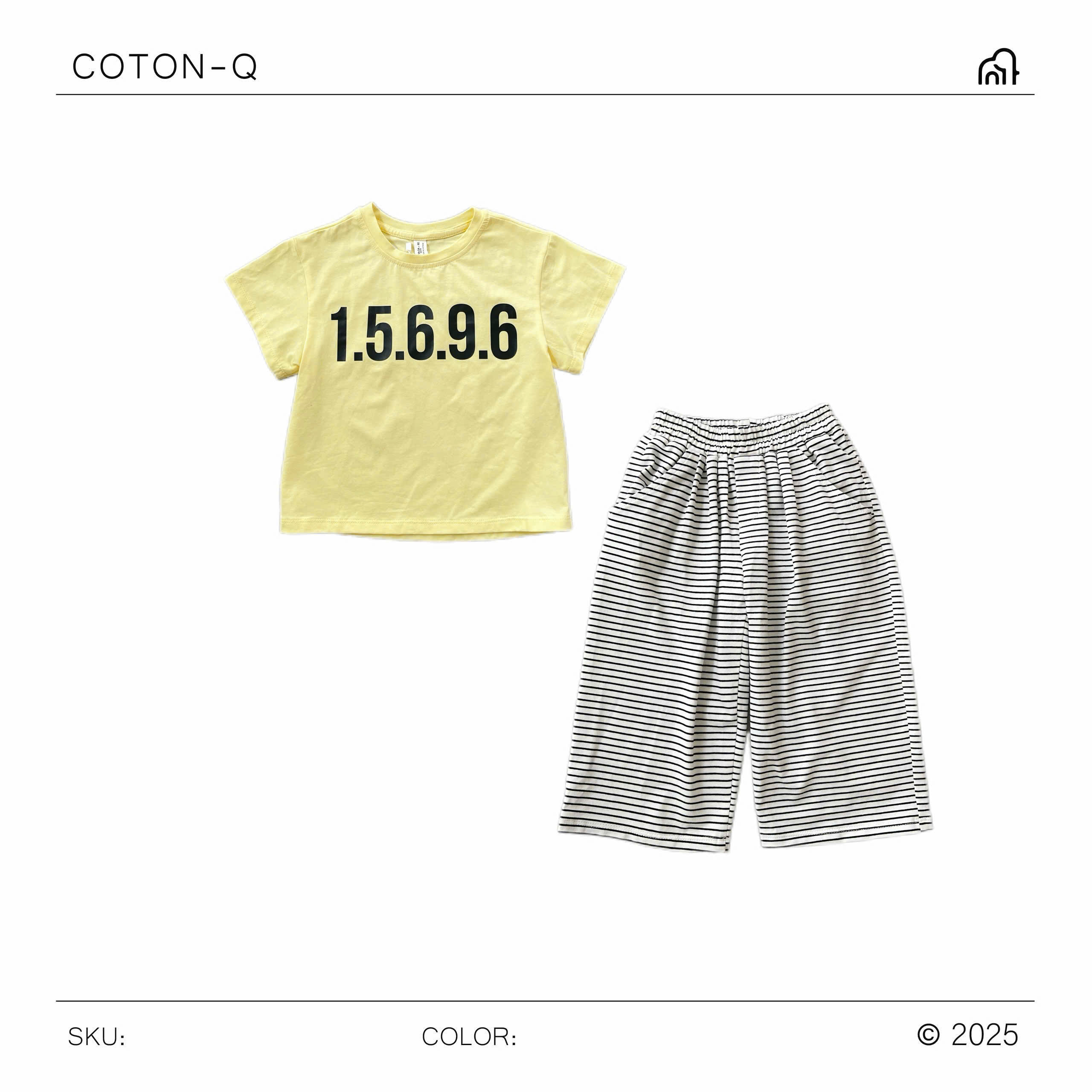 HE68 Set áo thun in số + quần sọc bé