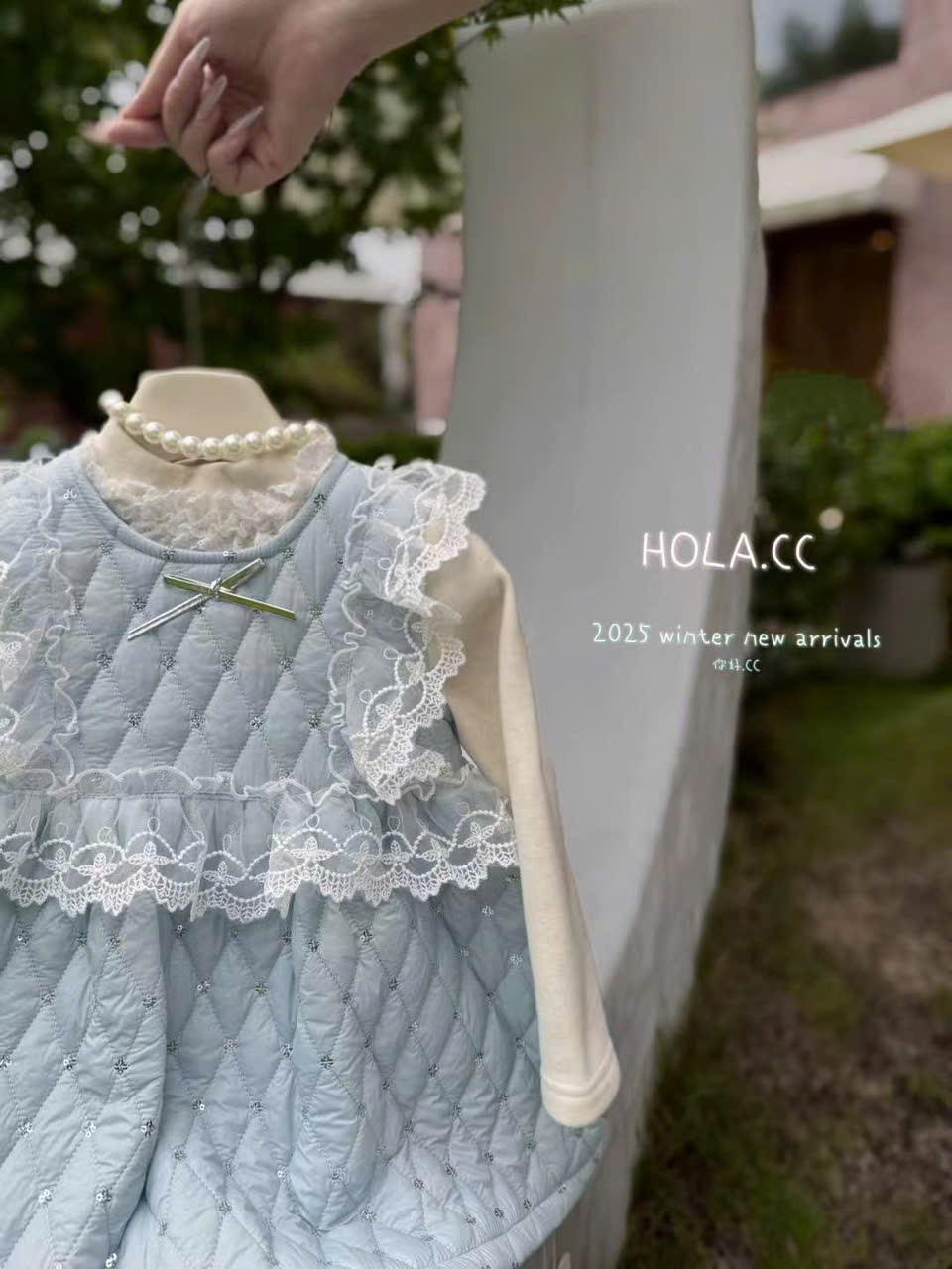 (V89) Váy phao gile màu xanh Hola