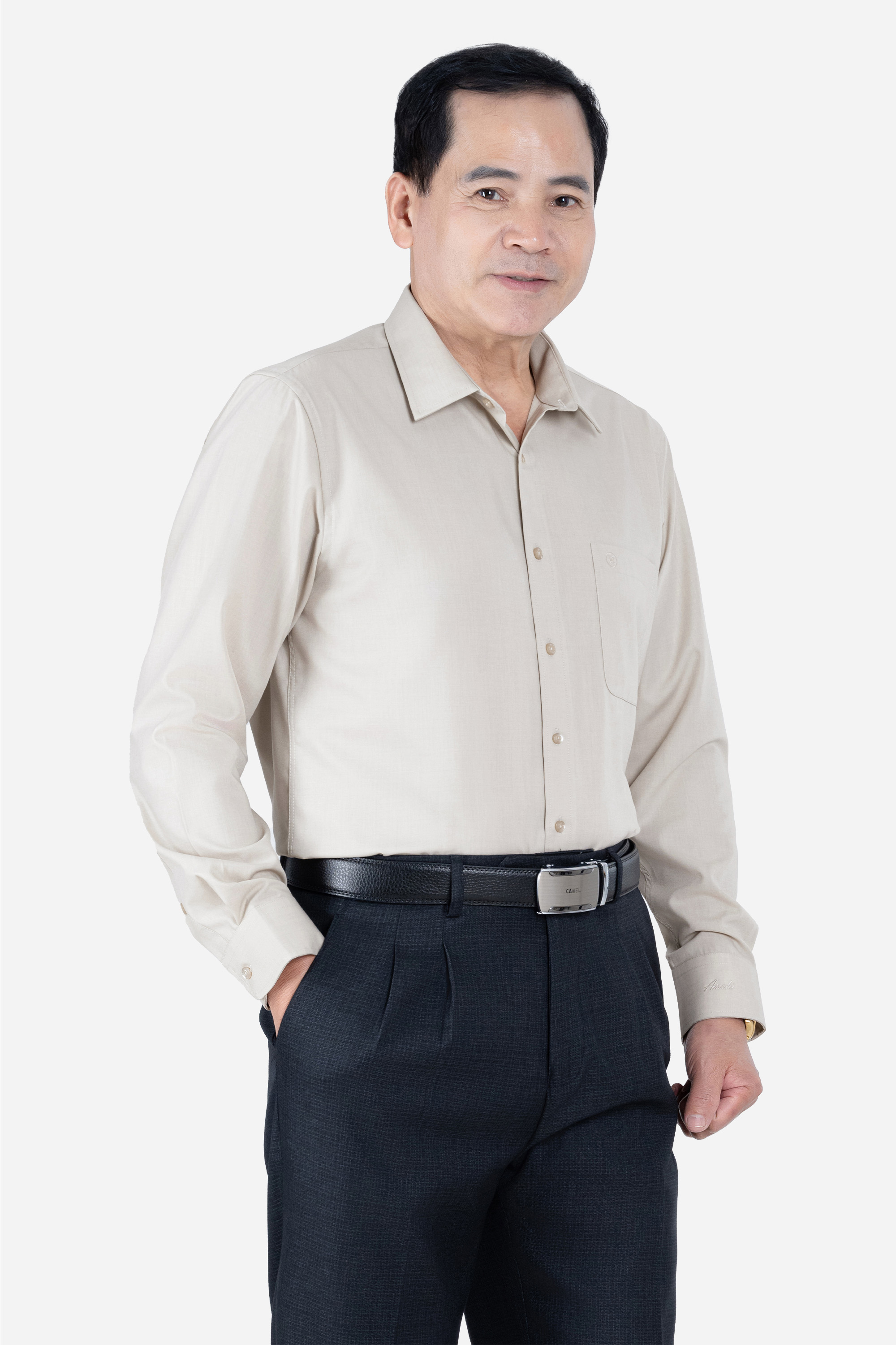 Sơ Mi Trơn Dài Tay Nam Trung Niên ANCHi Chất Liệu Cotton Nhập Khẩu Màu Trắng_thumbnail_16