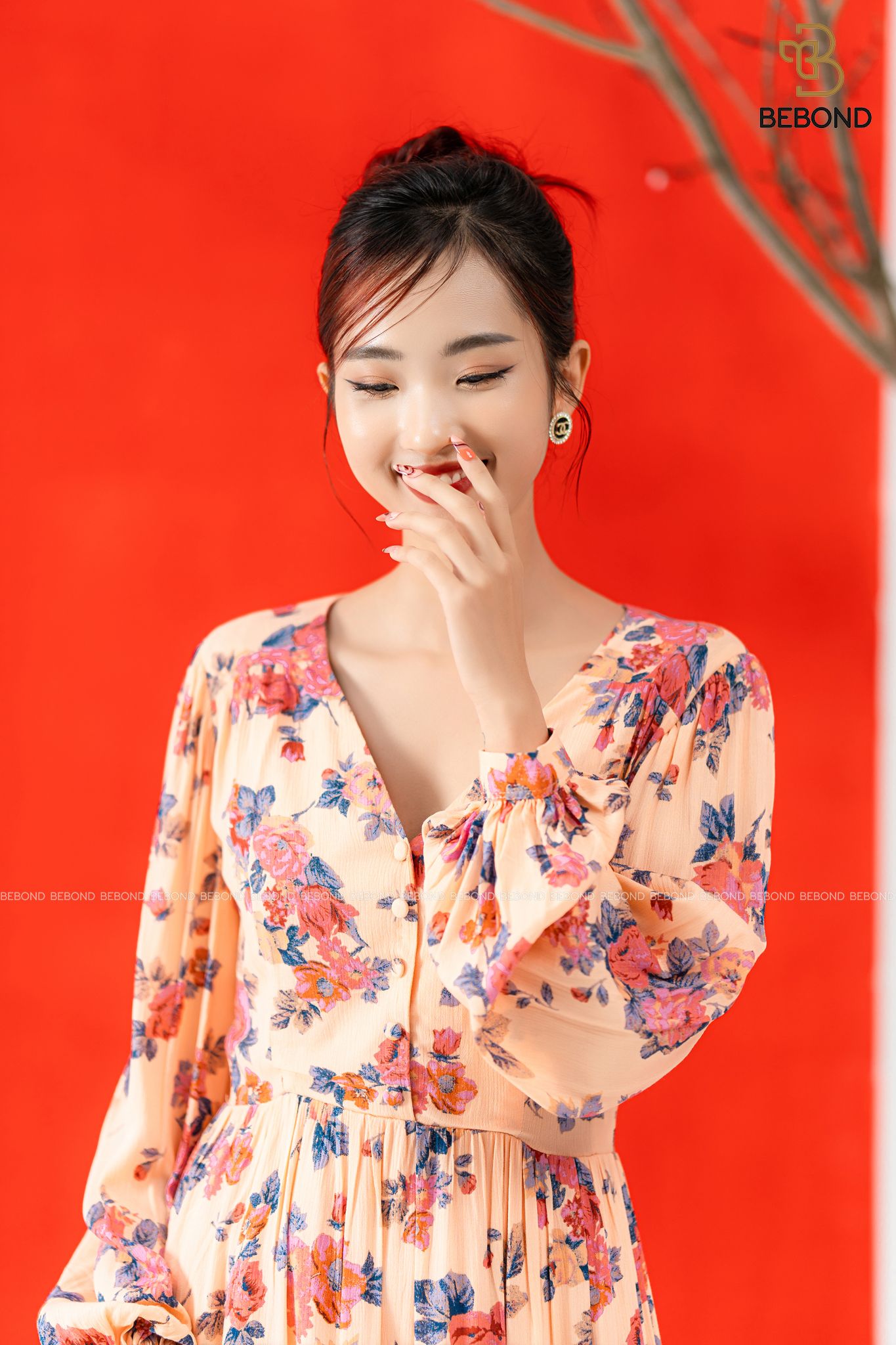 Đầm maxim cổ tim BE HOA HỒNG- Wendy Dress_thumbnail_4