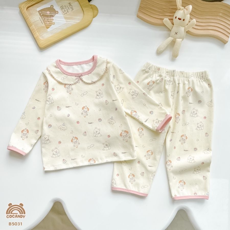 Bộ dài BE cún mèo viền hồng