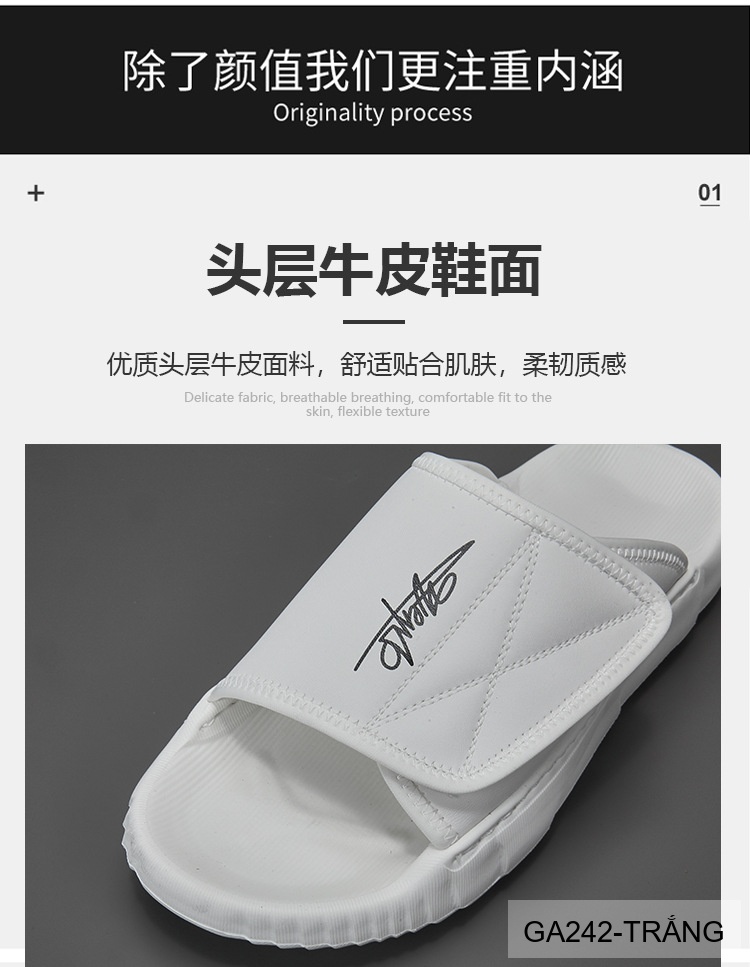 GA242 - Dép xỏ ngón nam da bò phong cách trẻ trung màu trắng đen_thumbnail_8