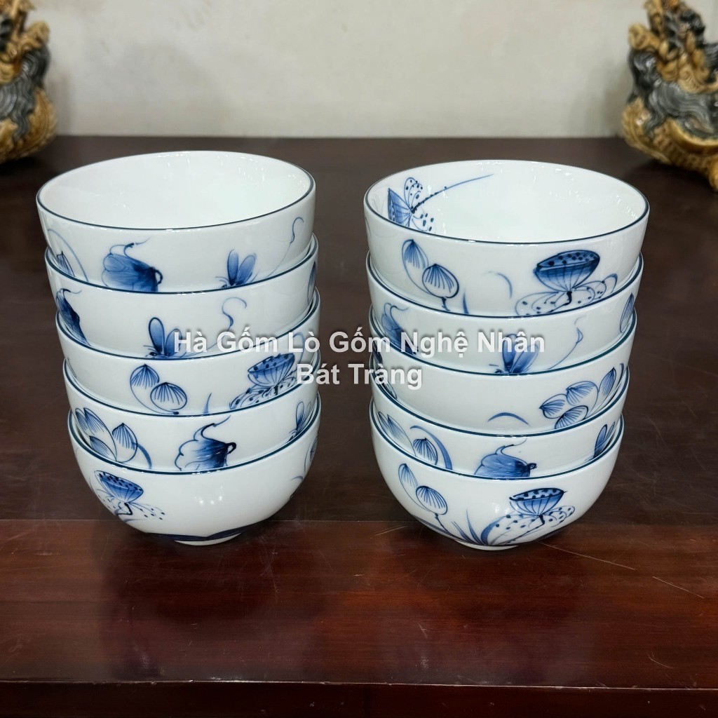 Bát Cúng, Bát Cơm MEN SEN CHÀM Đồ Thờ Bát Tràng Nghệ Nhân Chế Tác_thumbnail_1