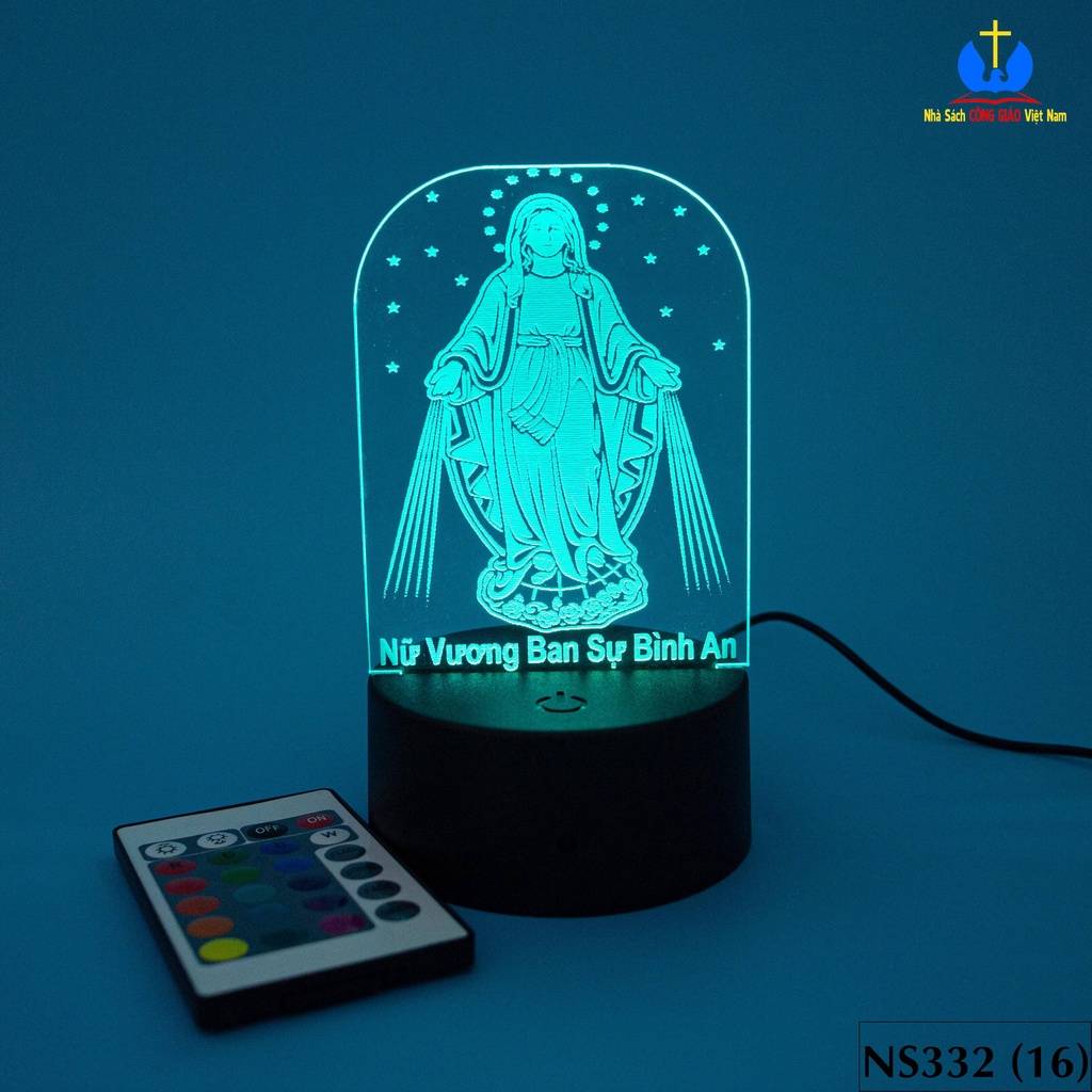 Đèn Led 3D nhiều màu để bàn mẫu Đức Mẹ Ban Ơn Maria khắc tên theo yêu cầu trang trí phòng, xe, quà tặng Công Giáo NS332_thumbnail_6