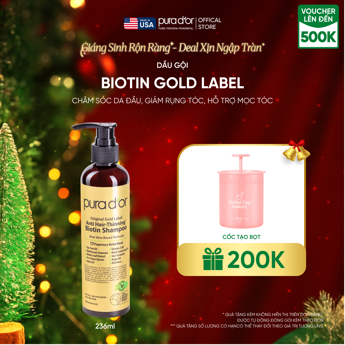 Dầu Gội Biotin Pura D'or Original Gold Label Chăm Sóc Da Đầu, Giảm Rụng Tóc, Hỗ Trợ Mọc Tóc 236ml