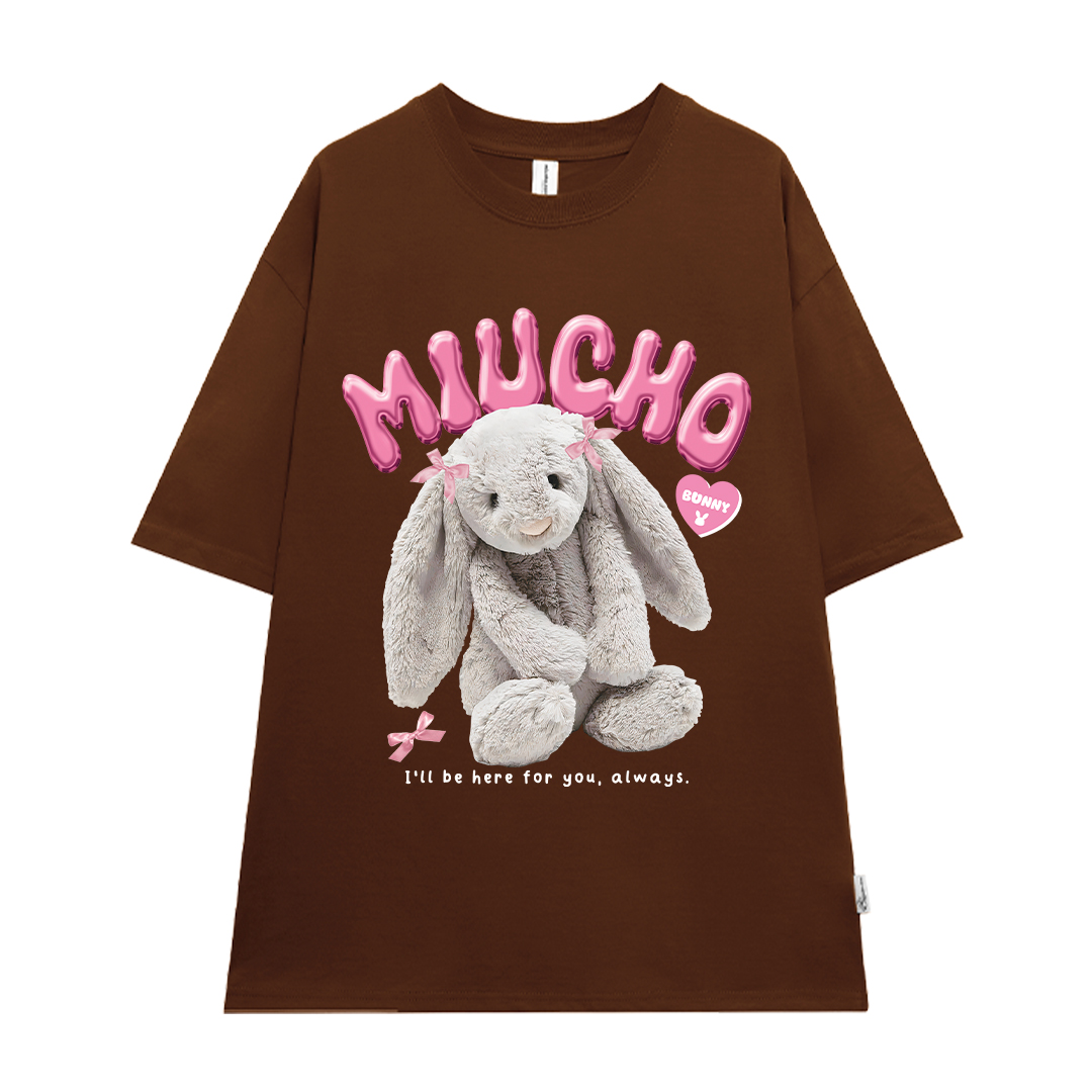 Áo thun thỏ Bunny form rộng local brand ATD1248 Miucho tay ngắn vải cotton co giản cổ tròn in mix_thumbnail_12