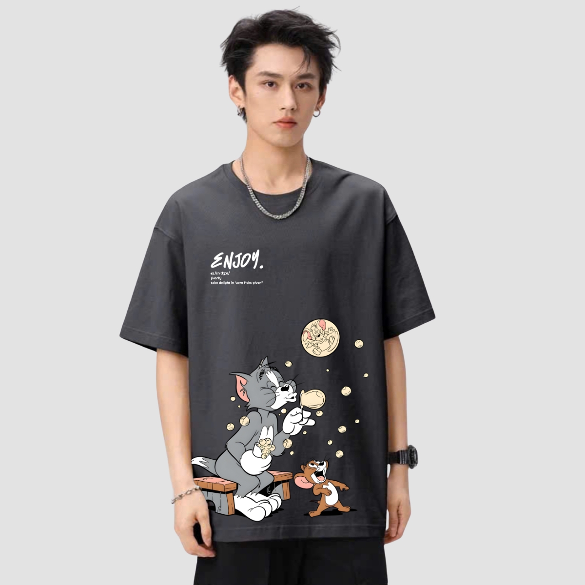 Áo thun unisex UX30-1186 ENJOY Tôm&Jelly thổi bong bóng dáng oversized local brand WETEE_thumbnail_8