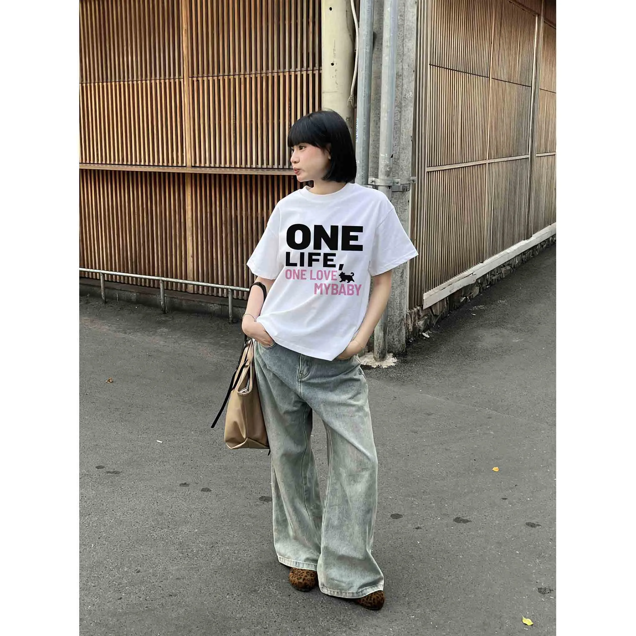 Áo thun cặp form boxy ONE LIFE 2550 Miucho chất vải cotton thoáng mát mềm mại dễ phối đồ_thumbnail_5