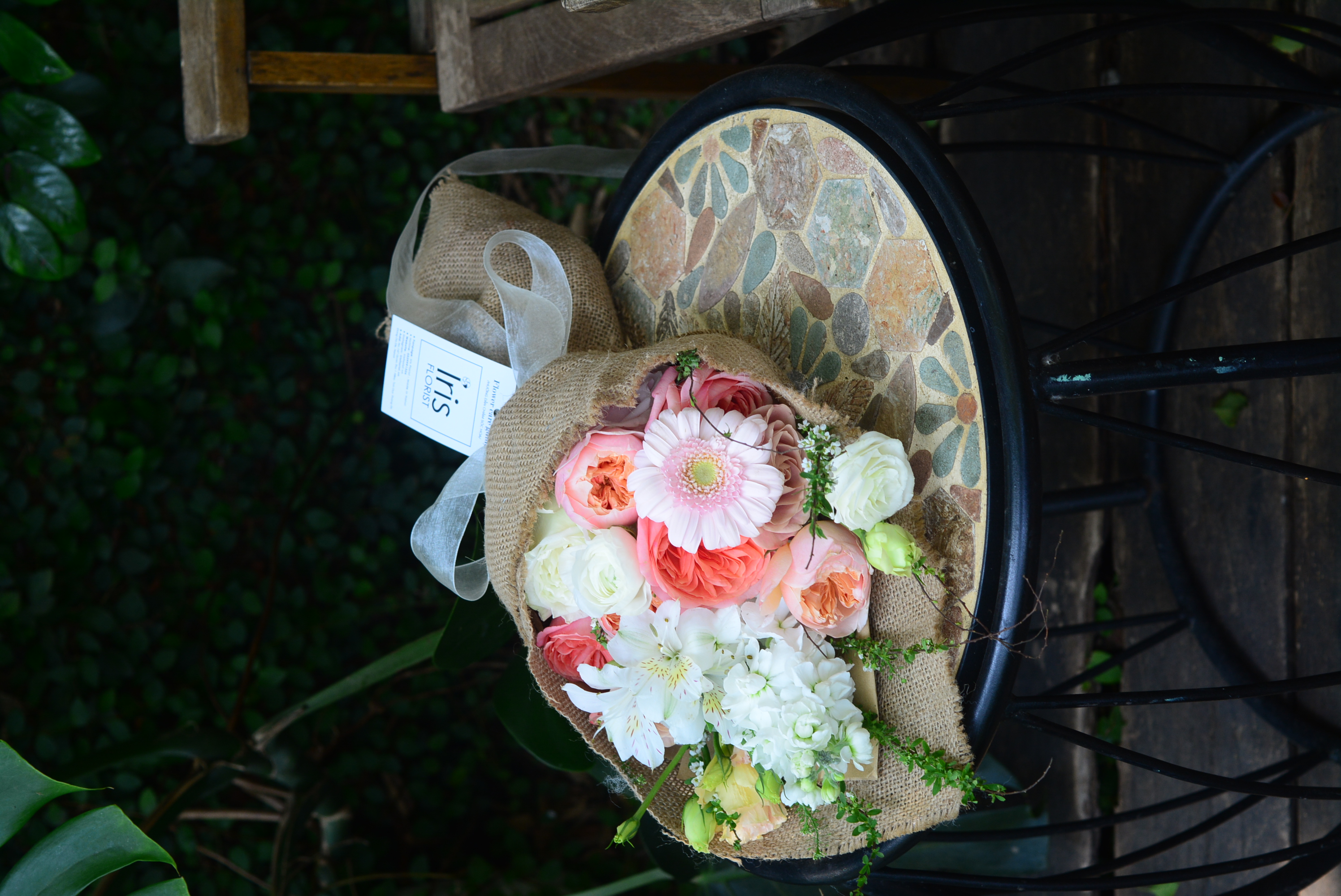 Bó hoa vải bố - Tone Cam hồng - Size S