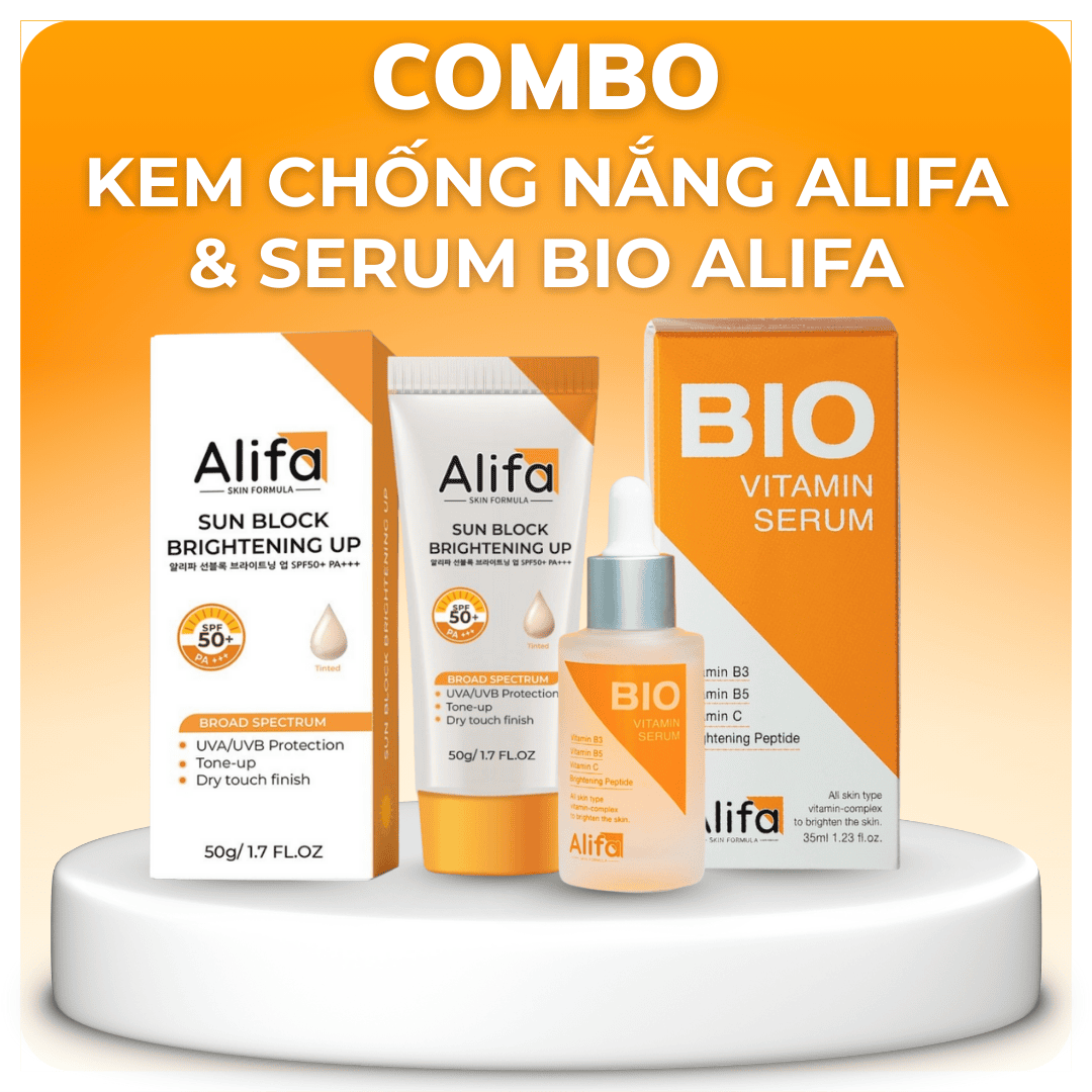 Combo dưỡng da Alifa - Bao gồm Kem chống nắng cho mặt 50g và Serum dưỡng ẩm, dưỡng trắng da BIO 35ml_thumbnail_0