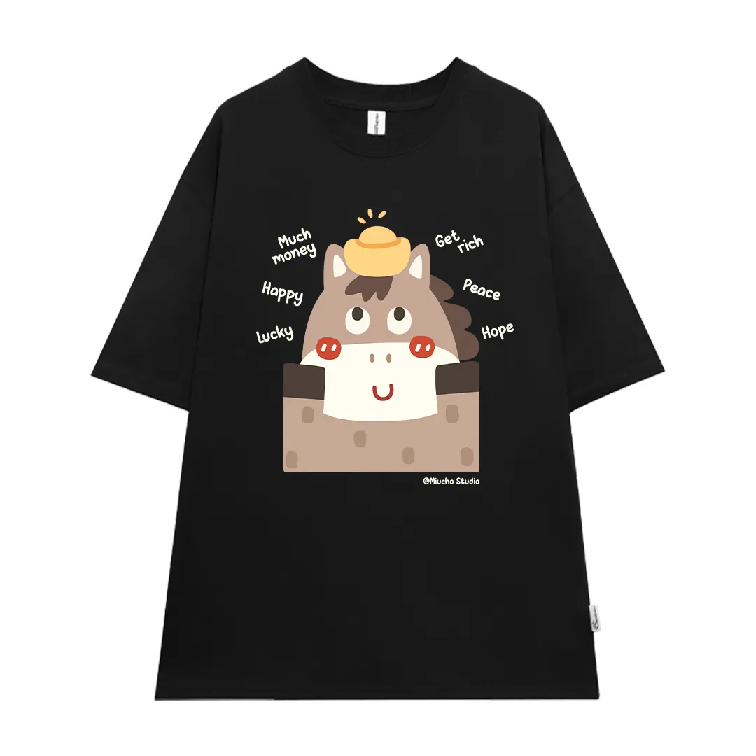 Áo thun form rộng Miucho vải dày dặn thoáng mát tôn dáng chú ngựa ngây ngô in mix 2910_thumbnail_8