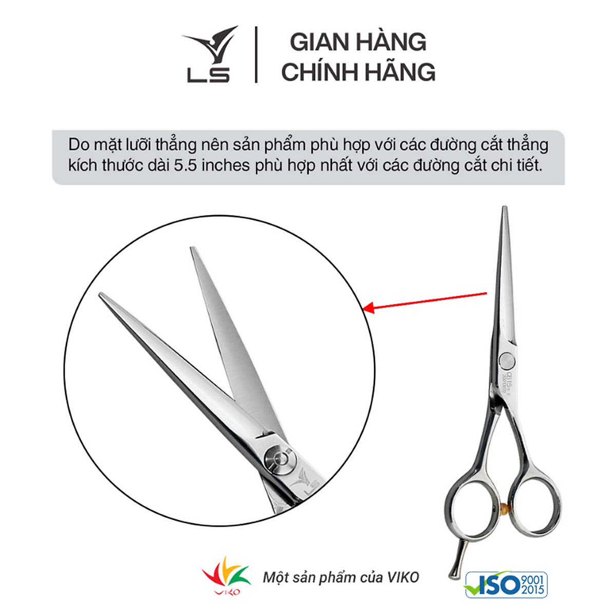 Kéo cắt tóc Viko LS CB1555 size kéo 5.5 inches(tay phải) - bảo hành 2 năm_thumbnail_5