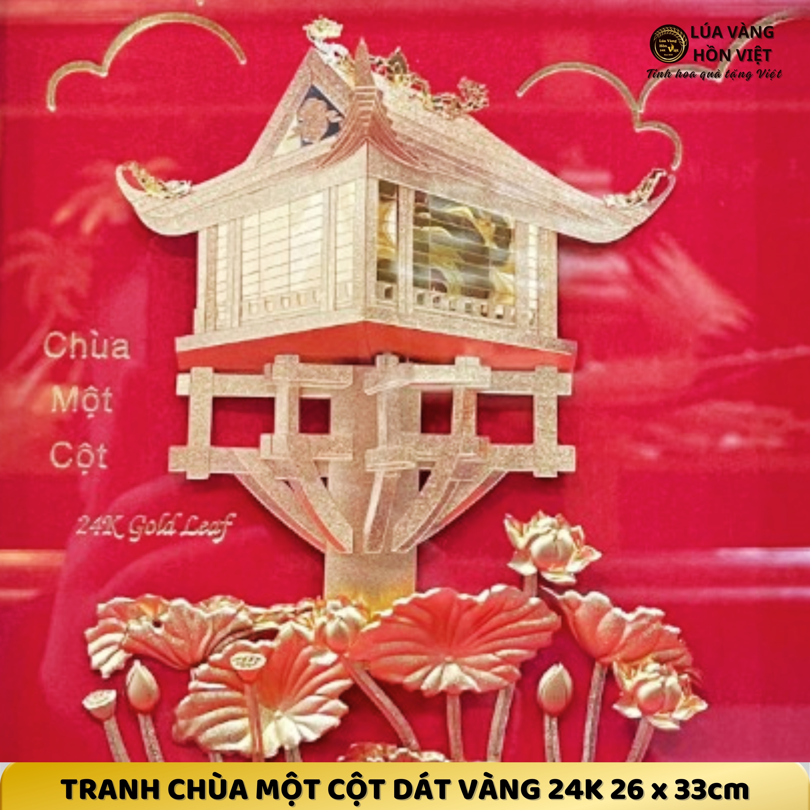 TRANH CHÙA MỘT CỘT  DÁT VÀNG 24K 26x33cm_thumbnail_4