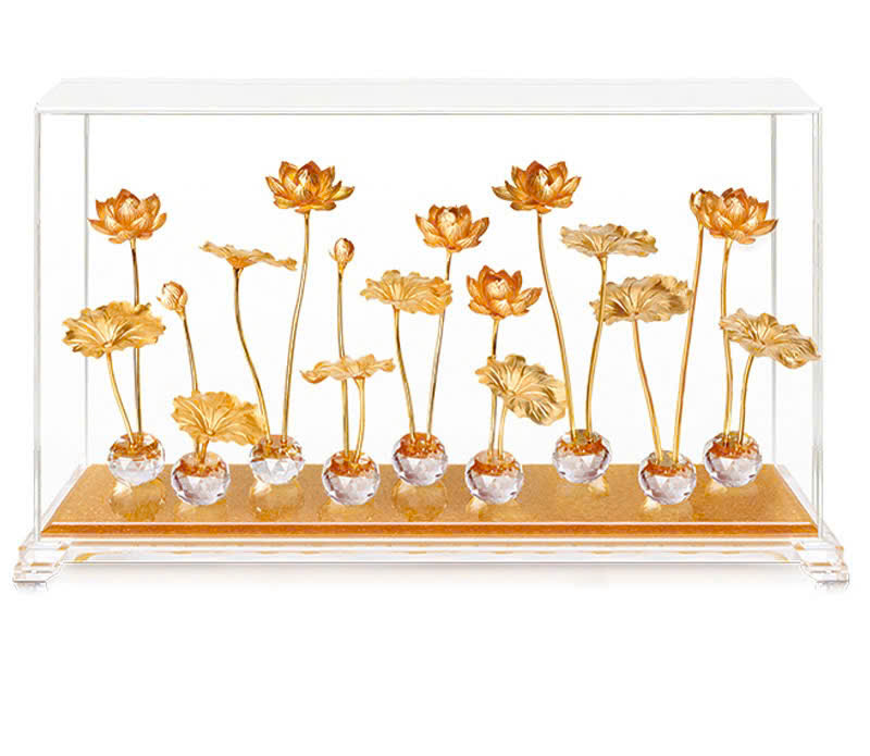 Hộp hoa sen mạ vàng 24k 18 nhánh 