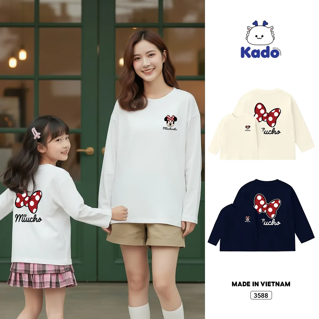 Áo thun kid tay dài form rộng phong cách Hàn Quốc Kado 3588