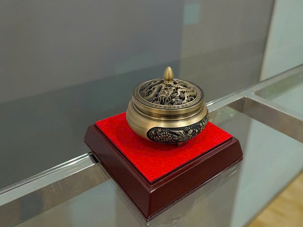 Lư đốt trầm rồng phượng bằng đồng _thumbnail_2