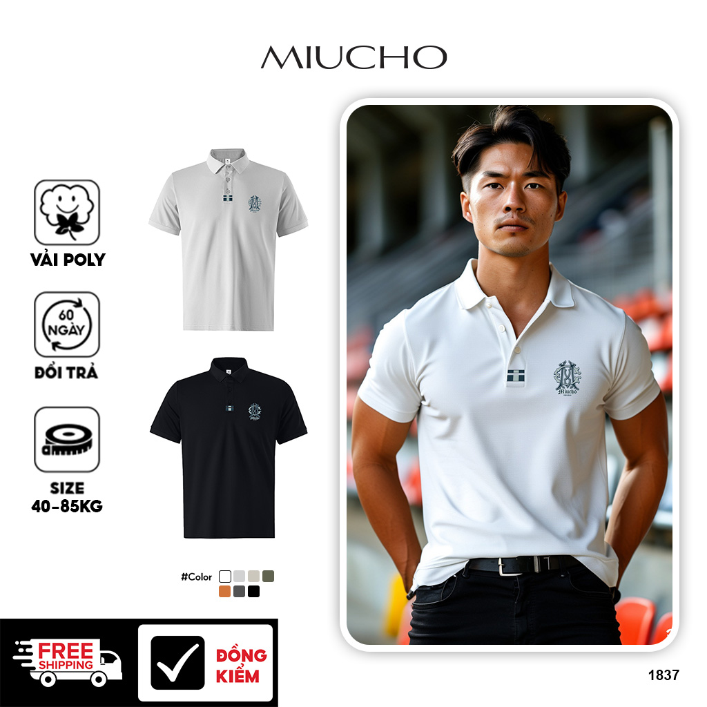 Áo polo nam form vừa regular vải cá sấu đứng form thoáng mát 1837 Miucho Iconic in basic_thumbnail_1