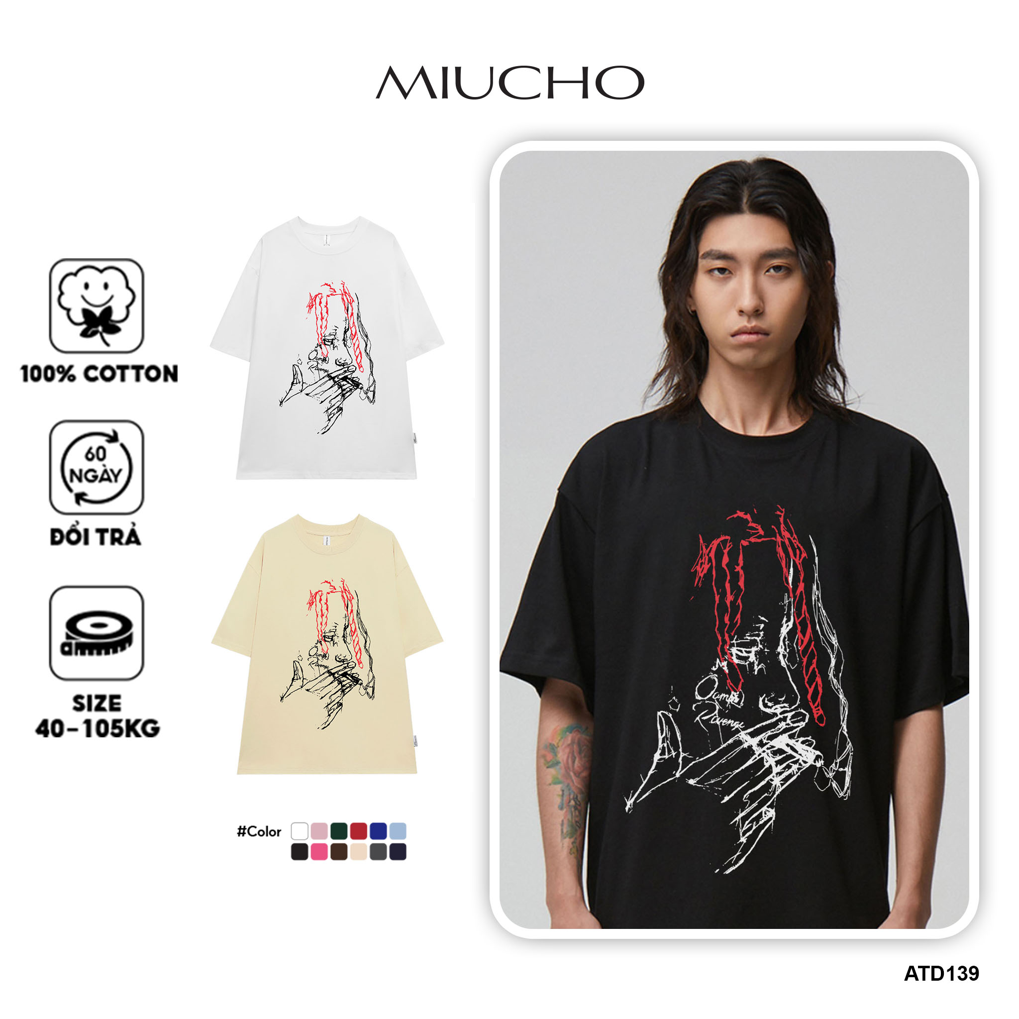 Áo thun nam form rộng ATD139 tay ngắn cổ tròn vải cotton Miucho Man in Artwork_thumbnail_1