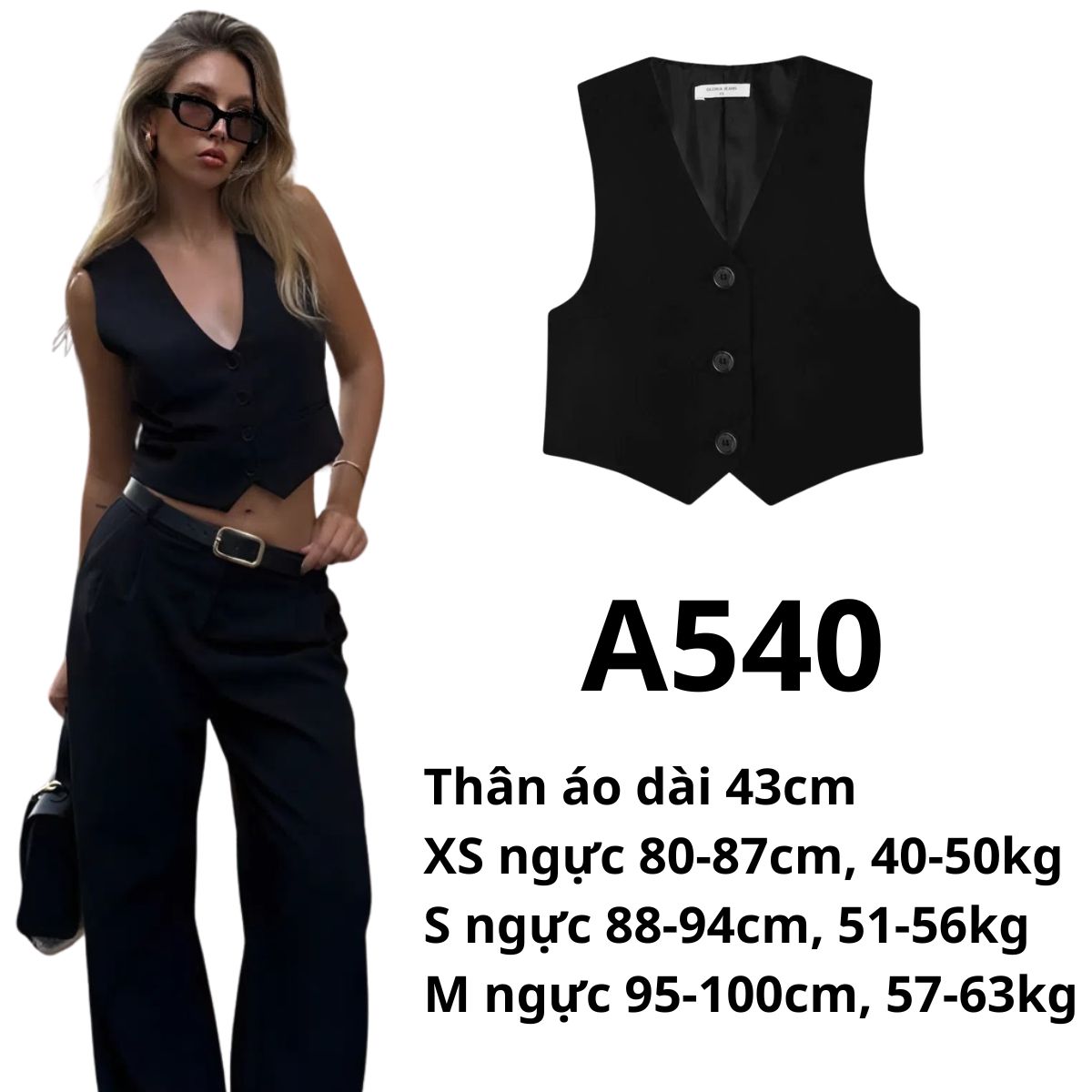 A540- ÁO GILE ĐEN GT