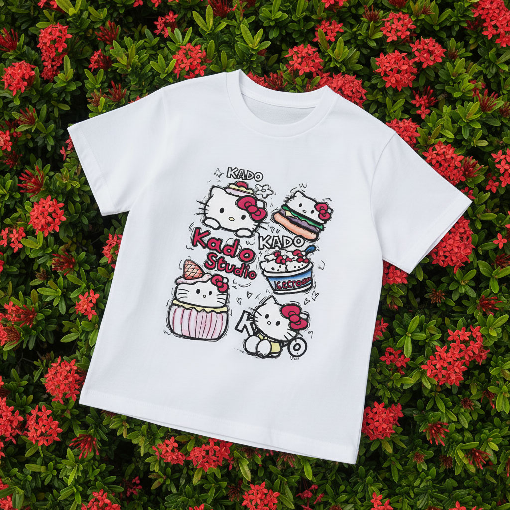 Áo thun cho bé gái Kado vải cotton thoáng mát dày dặn Hello Kitty cổ tròn in mix 2867_thumbnail_6