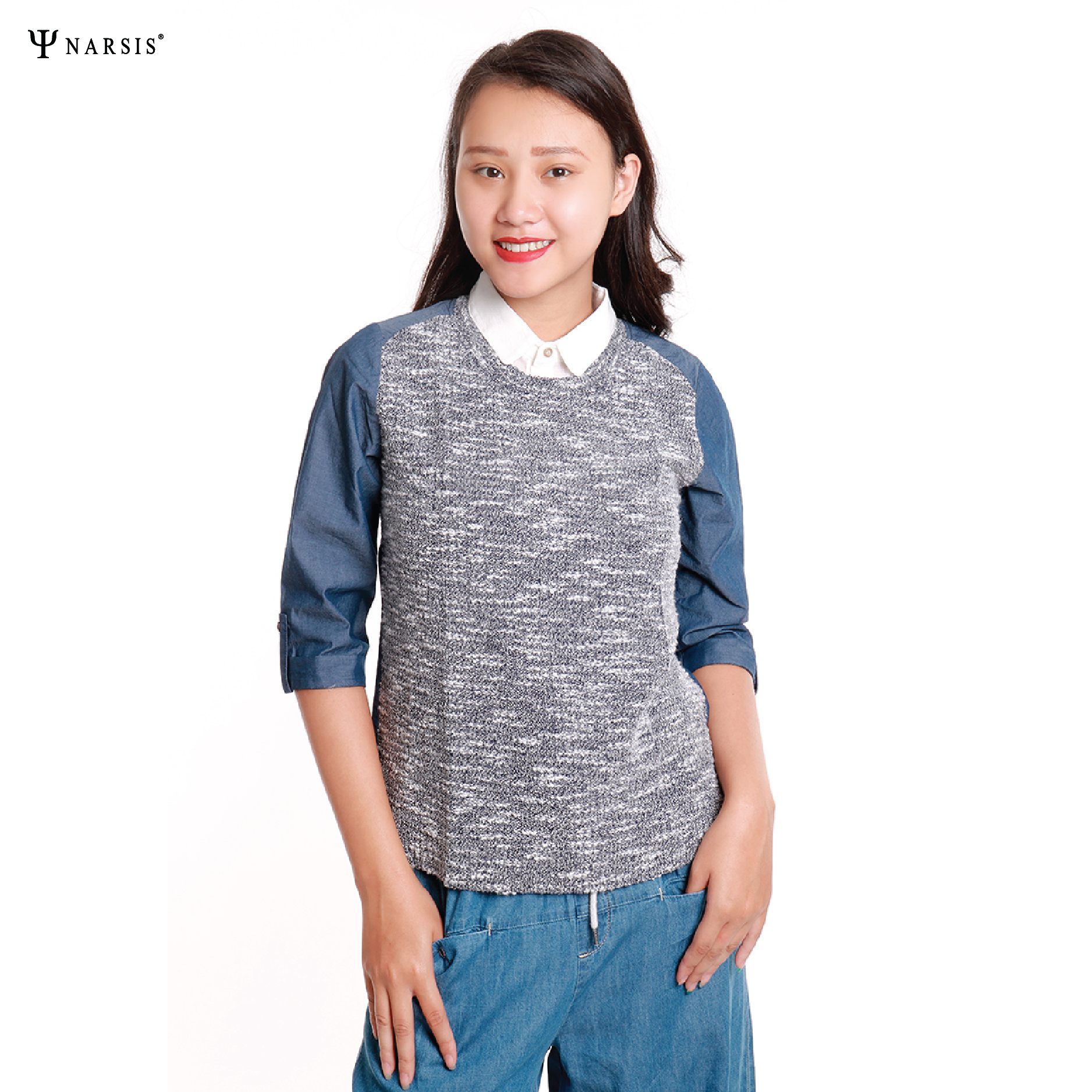 CỔ ÁO SƠ MI GIẢ NỮ - TRẮNG L9009 NARSIS CHẤT LIỆU THOÁNG MÁT, DỄ CHỊU, THOẢI MÁI CẢ NGÀY, DỄ VẬN ..._thumbnail_0