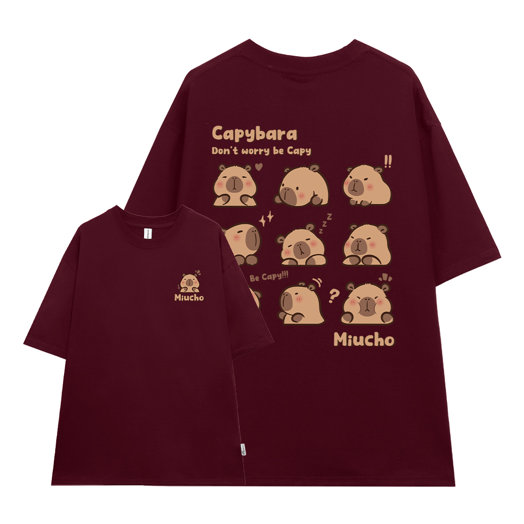 Áo thun gấu Capybara unisex form rộng tay lỡ màu xinh ATD1217 Miucho vải cotton thoáng mát cổ tròn in mix_thumbnail_18