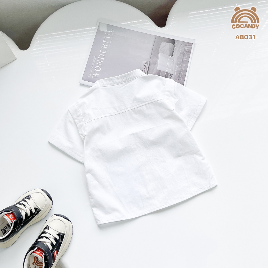 Áo cộc sơ mi TRẮNG nơ cổ nẹp sườn chéo_thumbnail_2