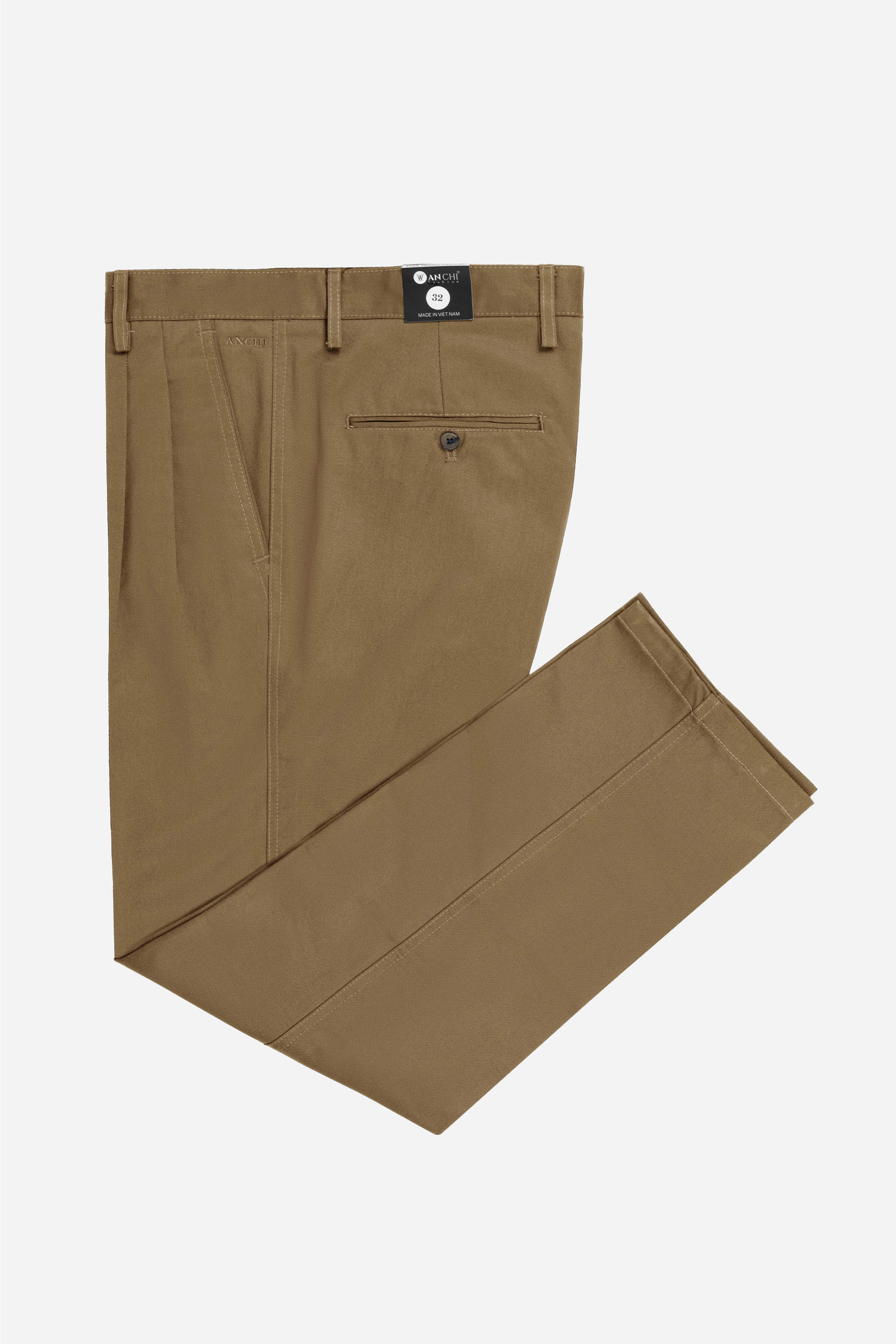 Quần Kaki Thô 2 Li Nam Trung Niên ANCHI Phom Suông Ống Rộng Màu Nâu