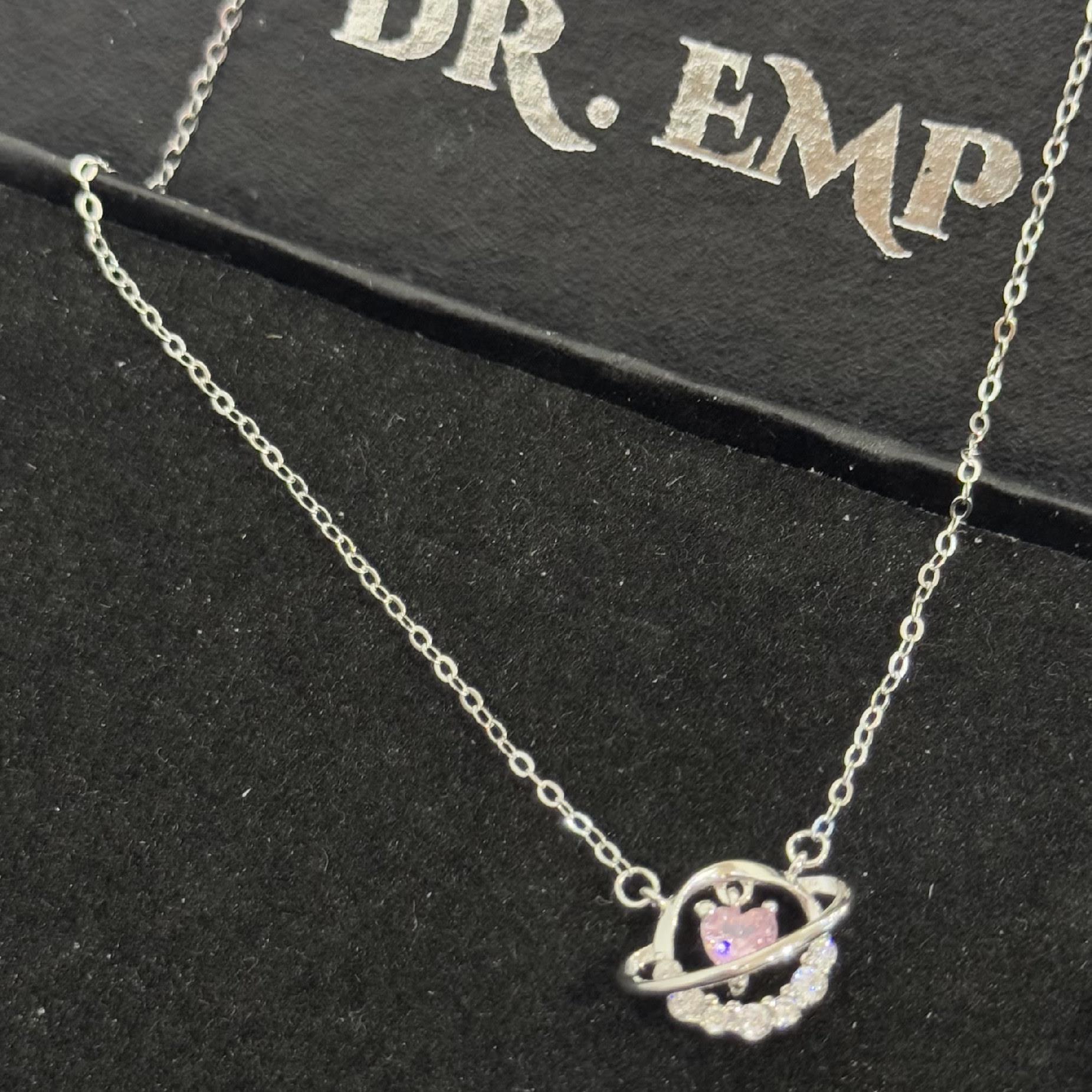 Vòng cổ bạc xi kim trái tim hồng vũ trụ_thumbnail_1