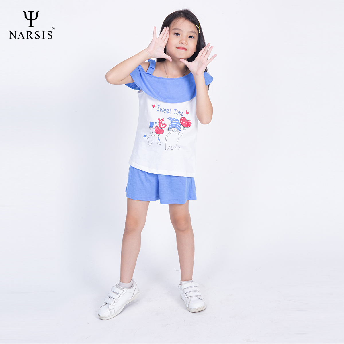 BỘ HÈ BÉ GÁI KM1013 NARSIS CHẤT LIỆU THOÁNG MÁT, DỄ CHỊU, THOẢI MÁI CẢ NGÀY, DỄ VẬN ĐỘNG