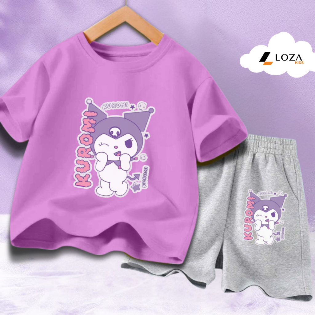 Bộ đồ  bé gái in hình Kuromi chữ dọc -  Loza Kids SB307_thumbnail_2
