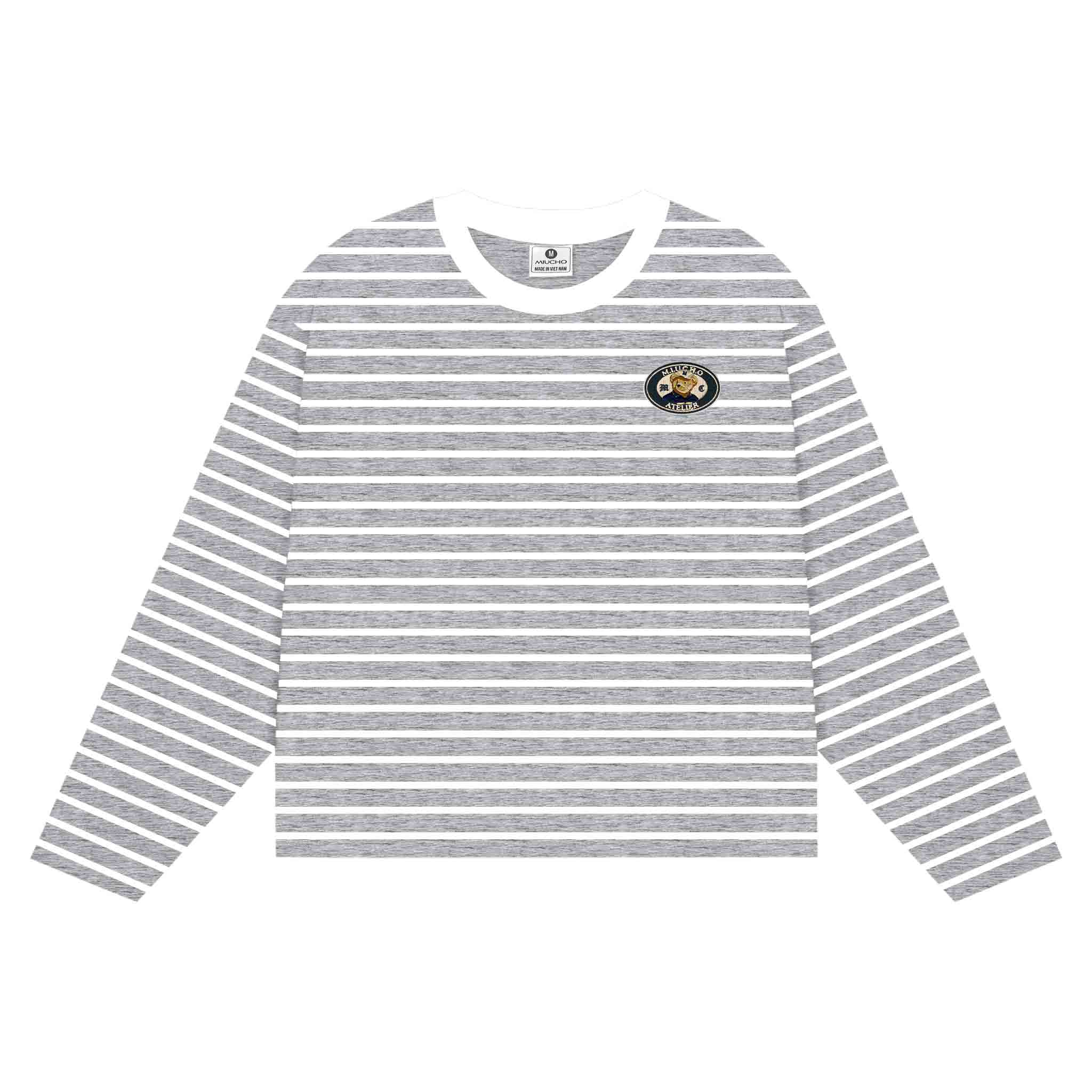 Áo thun boxy nữ Miucho vải bo rip thoáng mát tay dài kẻ sọc cổ tròn hình nhỏ basic in mix 2706_thumbnail_7