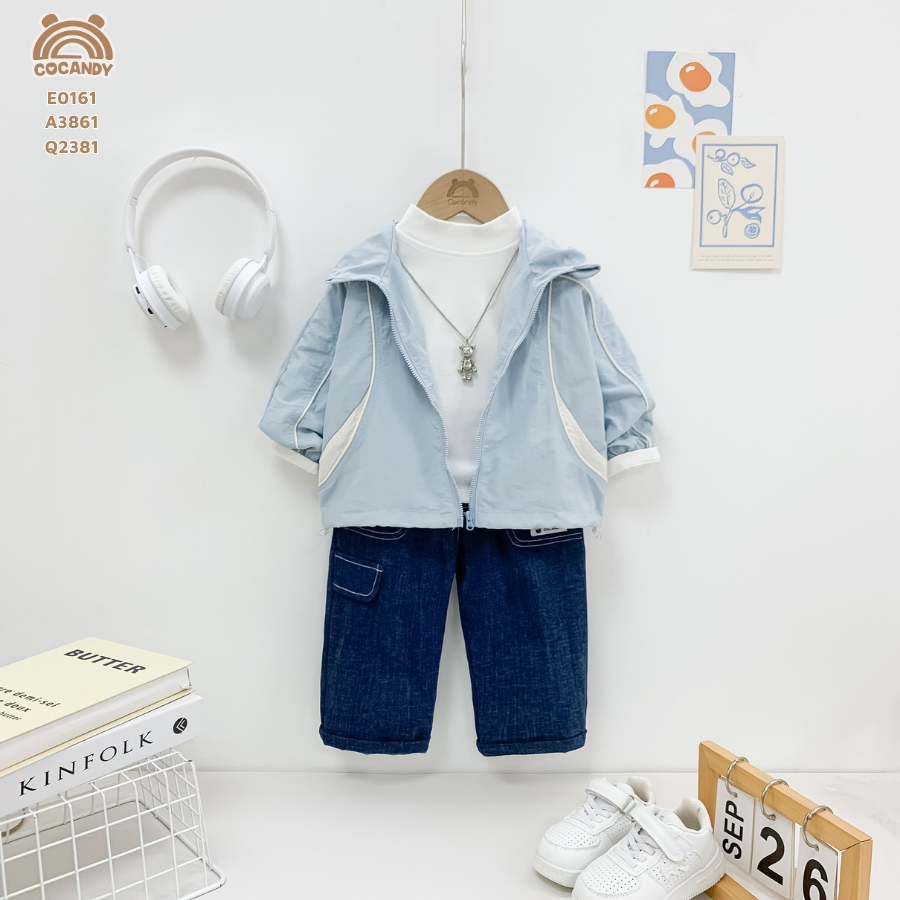 Áo khoác gió XANH DƯƠNG phối nẹp be nhỏ_thumbnail_1