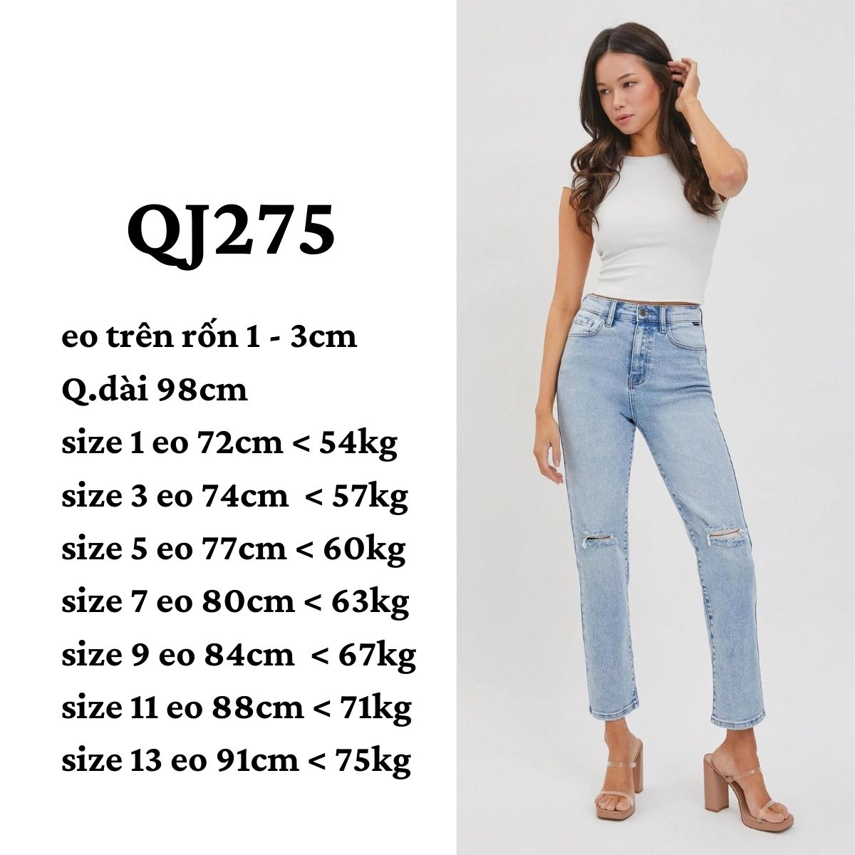 QJ275 - CELLO ống đứng rách