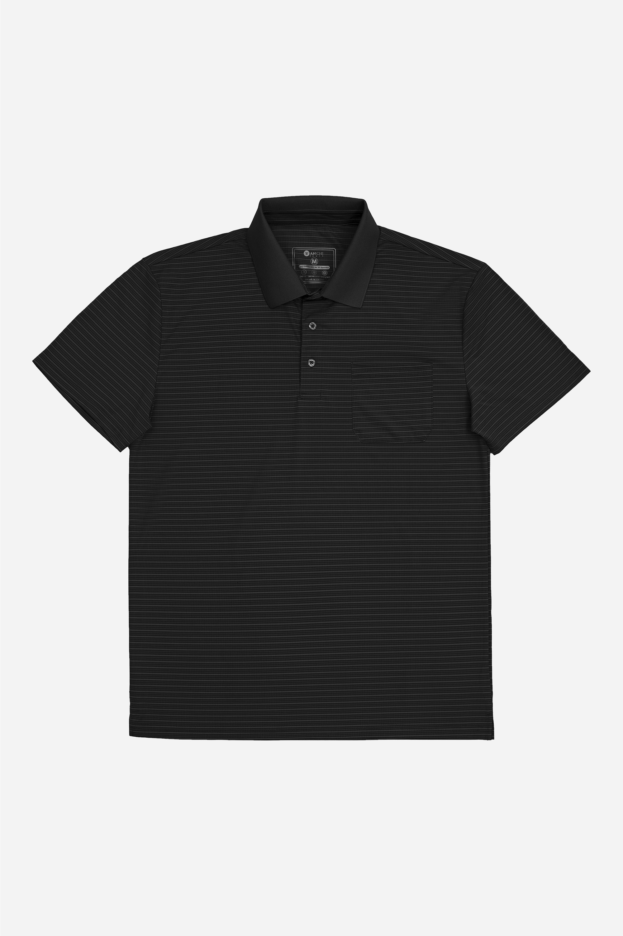 Áo Polo Túi Ngực Nam Trung Niên ANCHI Chất Liệu Cotton Cao Cấp Có Xẻ Tà Màu Đen