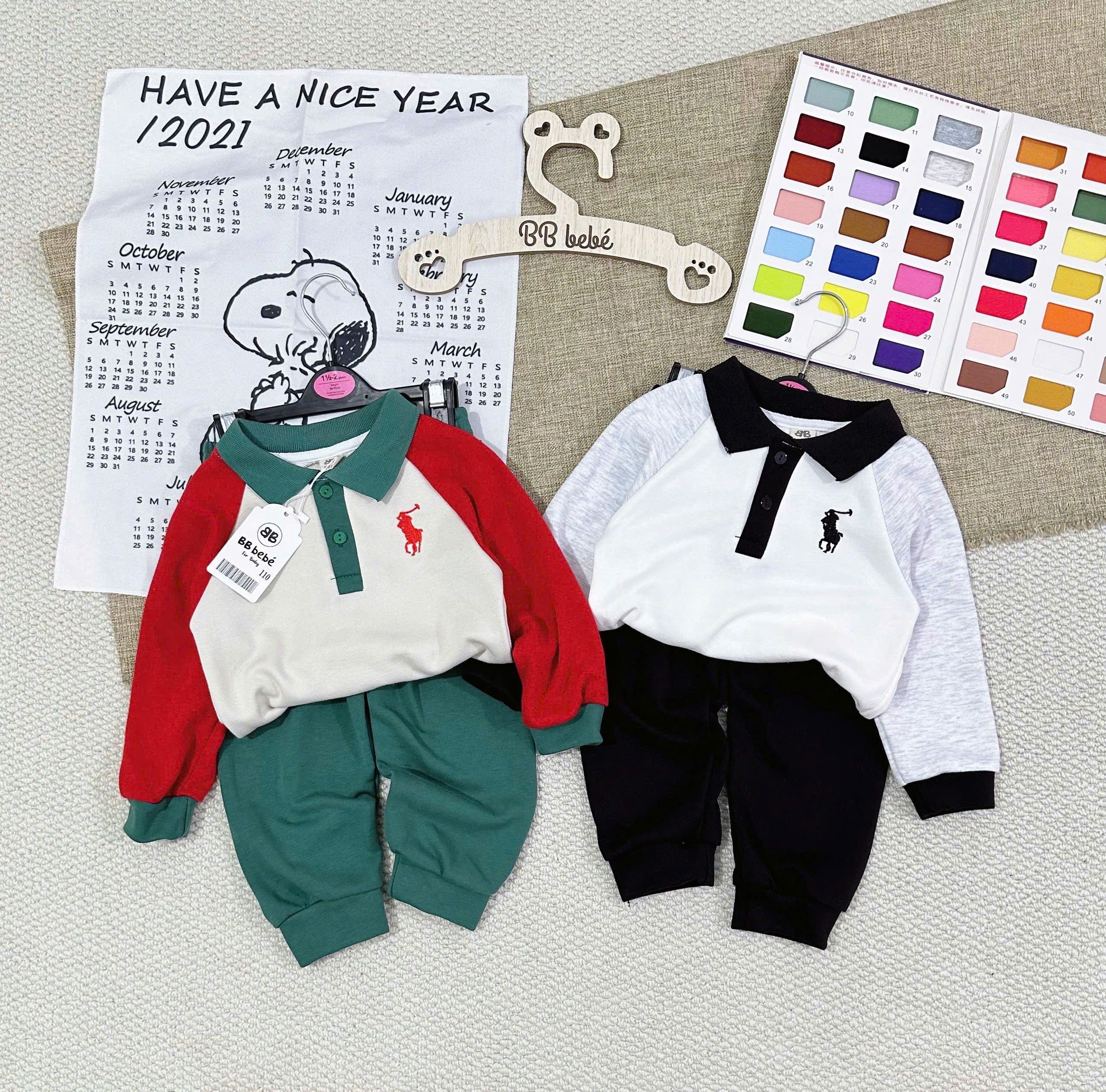 Q37 SET 2 BỘ POLO DÀI TAY PHỐI CỔ- A100.292