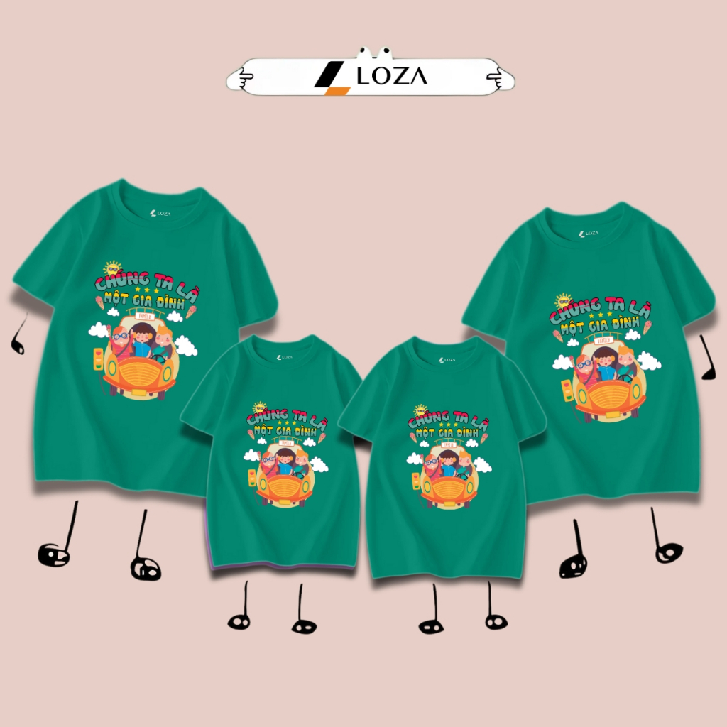 Áo phông gia đình LOZA KIDS chúng ta là một gia đình 2025 - Áo đồng phục gia đình du lịch biển – Mã GĐ3141_thumbnail_0