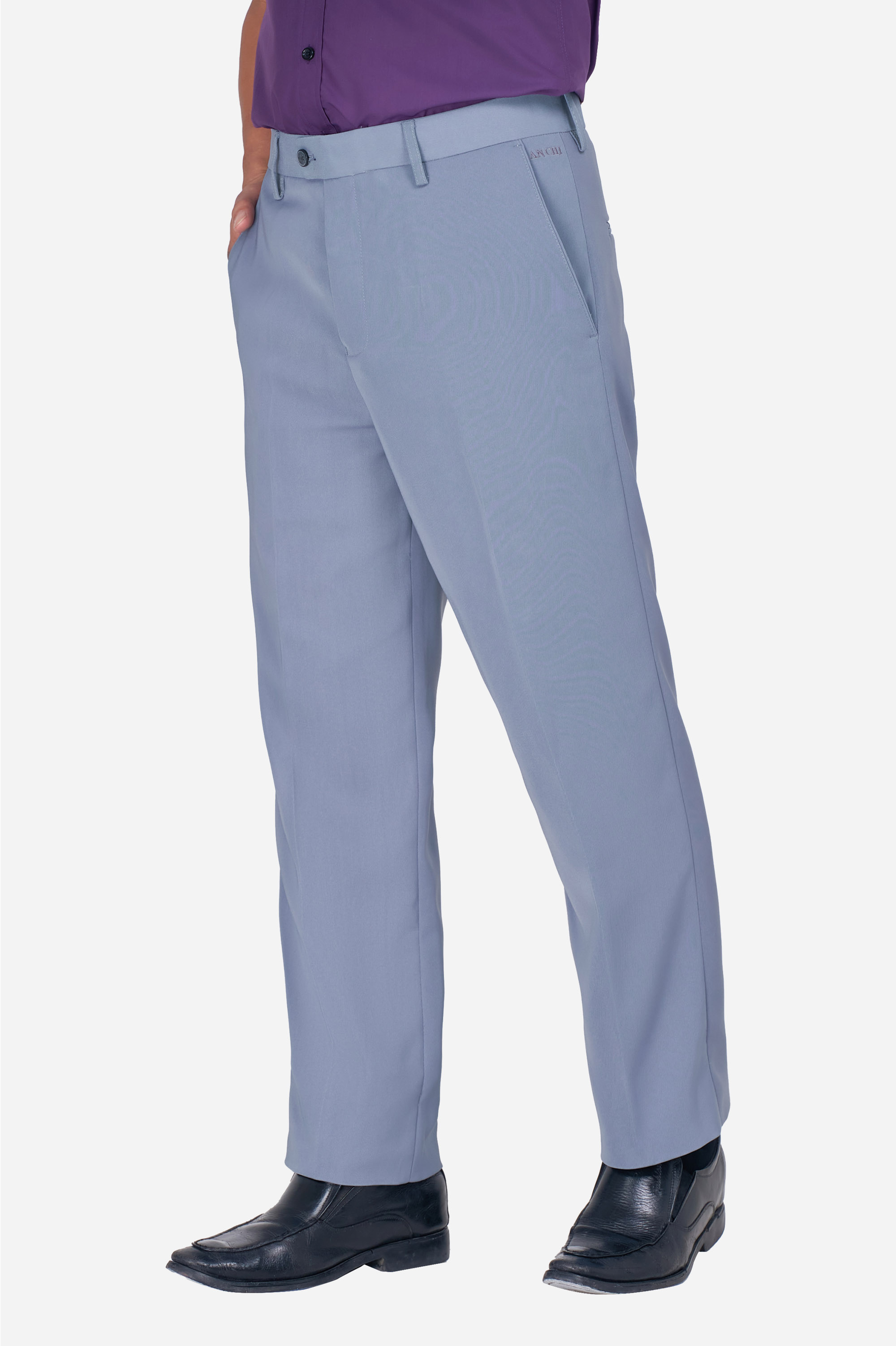 Quần Âu 0 Li Nam Trung Niên ANCHI Chất Liệu Vải Tăm Phom Suông Ống Rộng Màu Ghi Nhạt_thumbnail_3