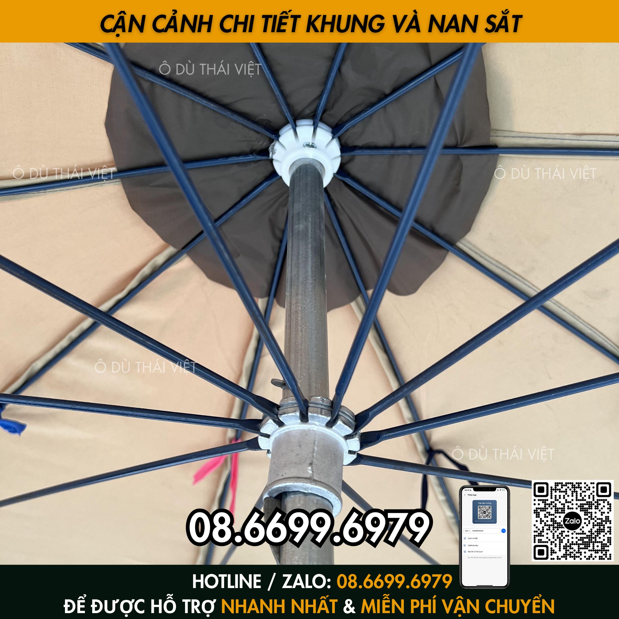 Ô dù chính tâm tròn 3m 10 nan vải dù cao cấp, ô dù che nắng mưa ngoài trời (chưa kèm chân đế) Ô DÙ THÁI VIỆT_thumbnail_1