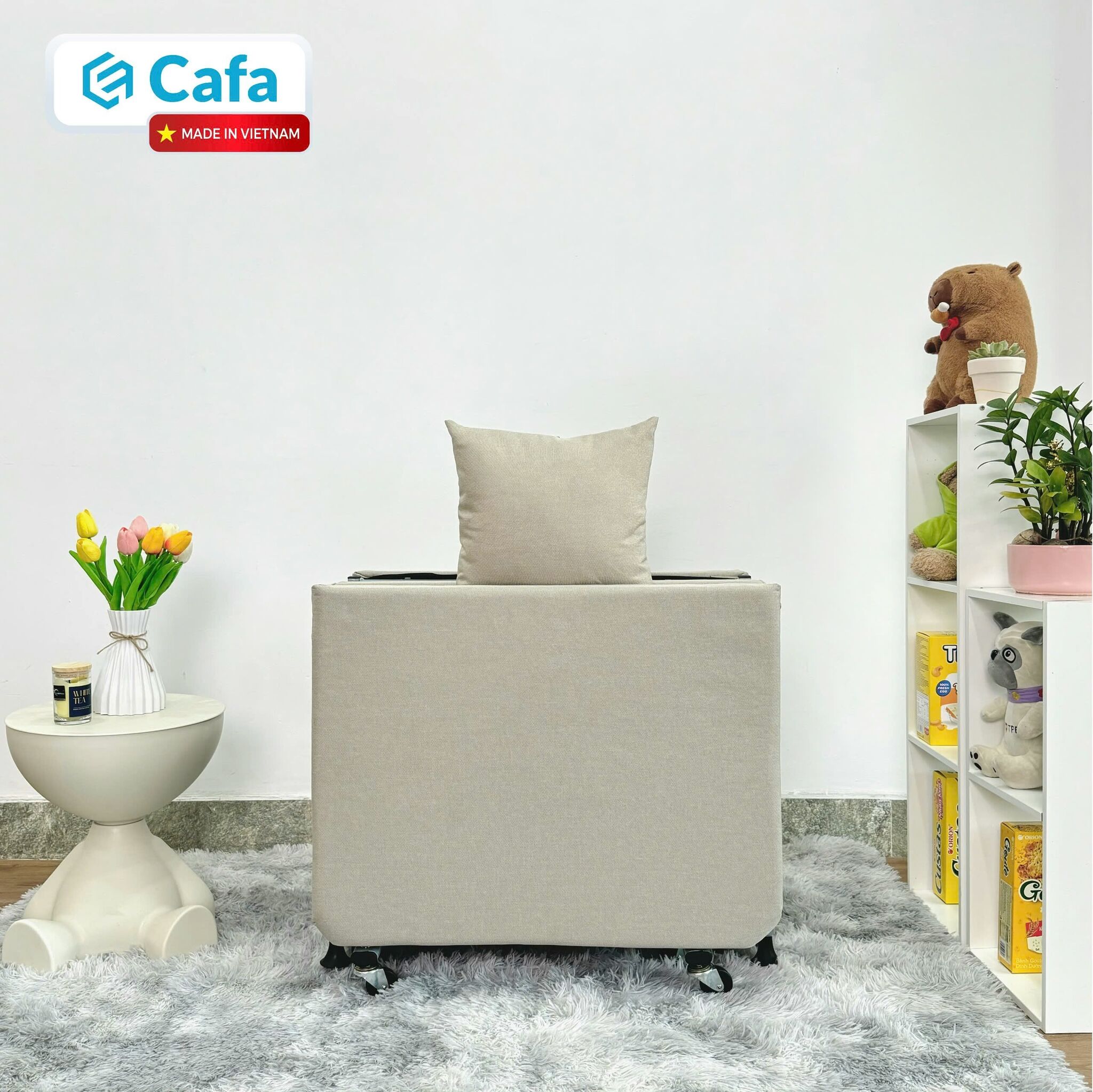 GIƯỜNG GẤP 70CM KEM