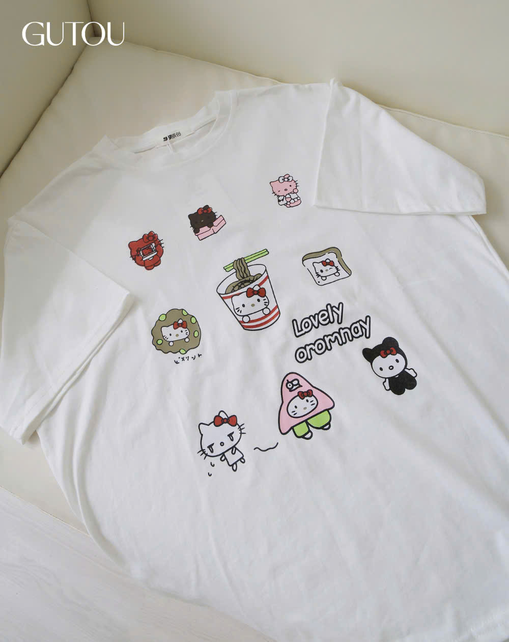 [ GUTOU ] Áo Thun Trắng In Hình Hello Kitty
