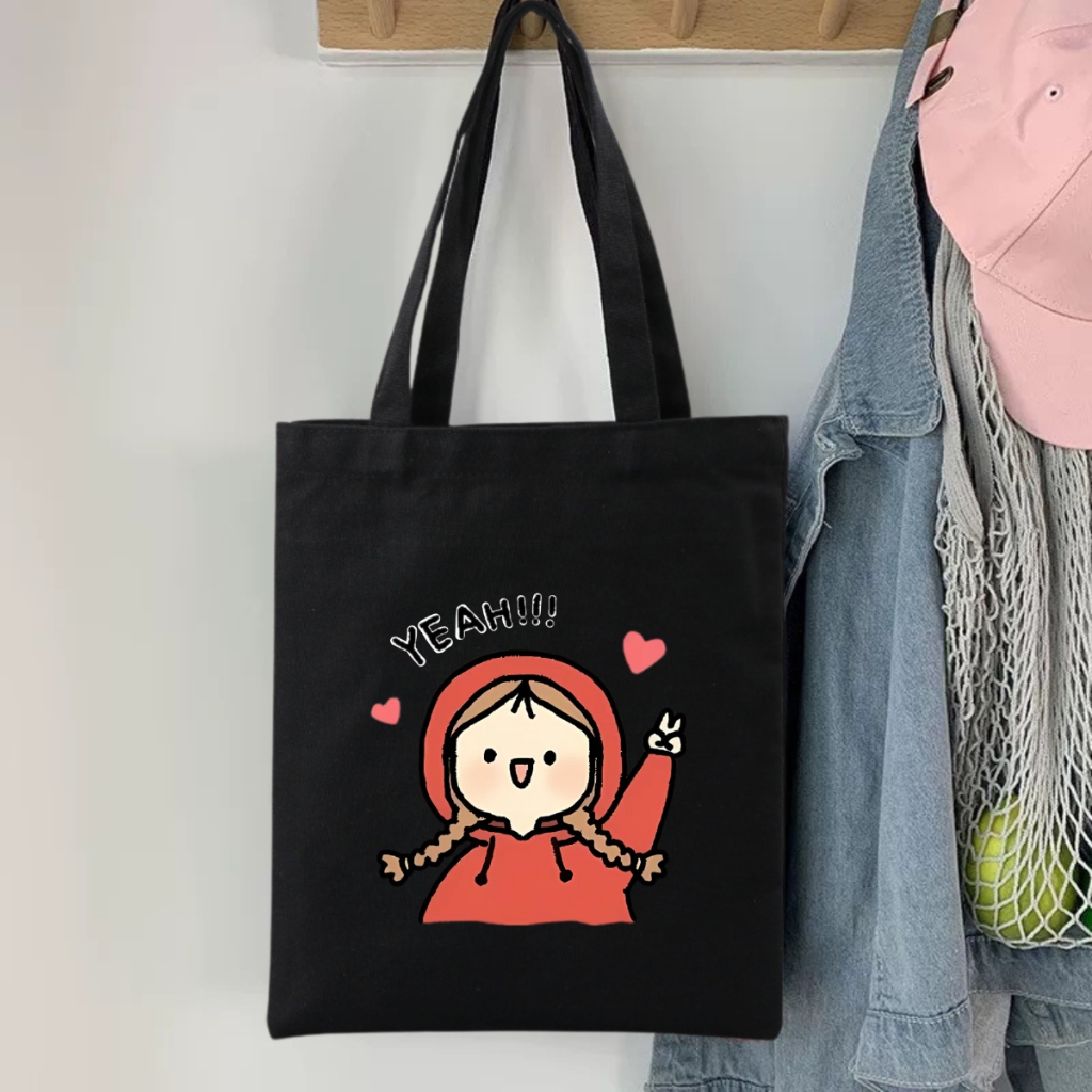 Túi tote vải canvas hình cô gái hot trend có khóa kéo và ngăn phụ We Tee - WTU01_thumbnail_2