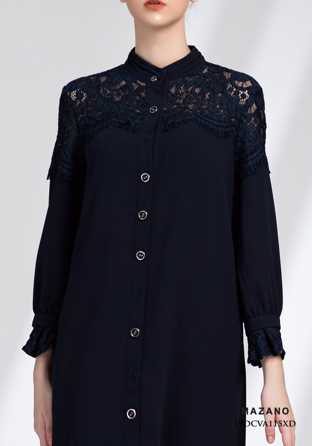 Đầm xanh than phối ren cổ tàu_thumbnail_4